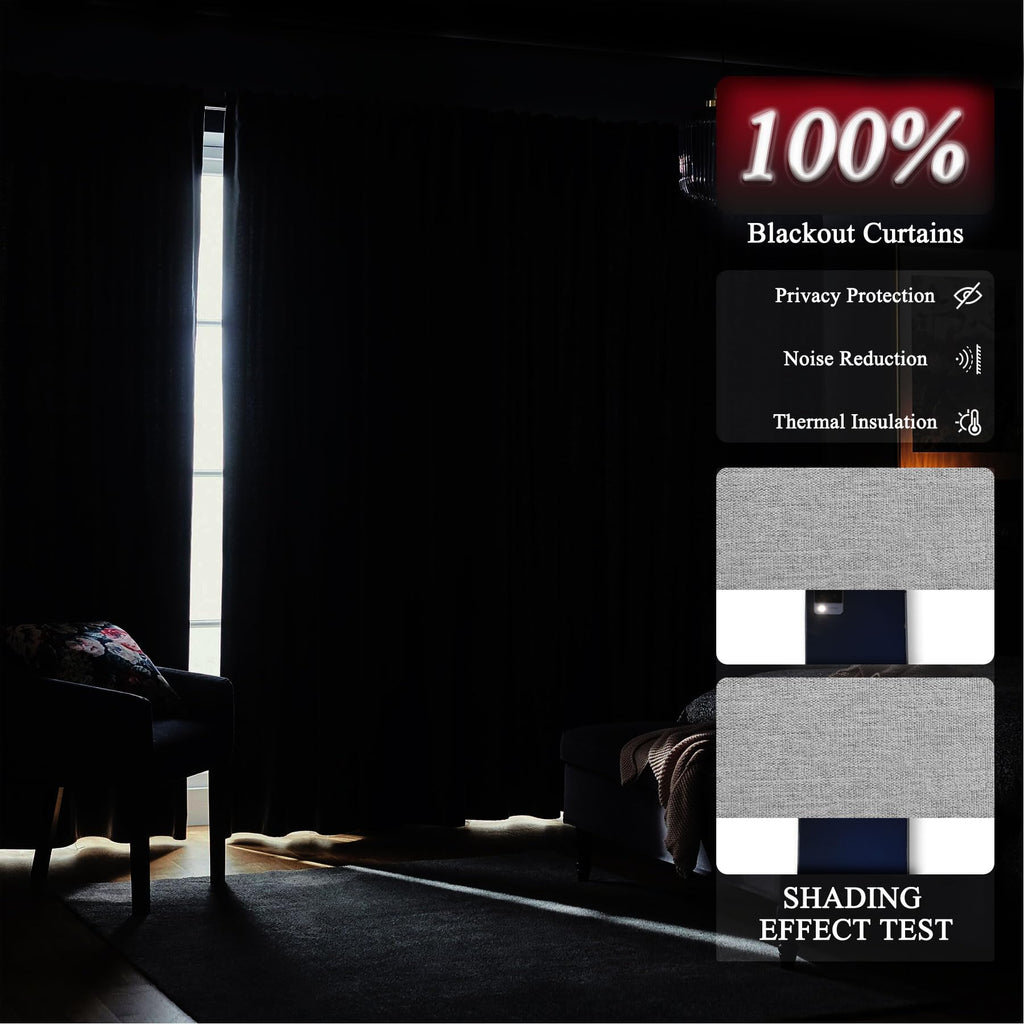 Extra Long Chenille Blackout Curtains Set