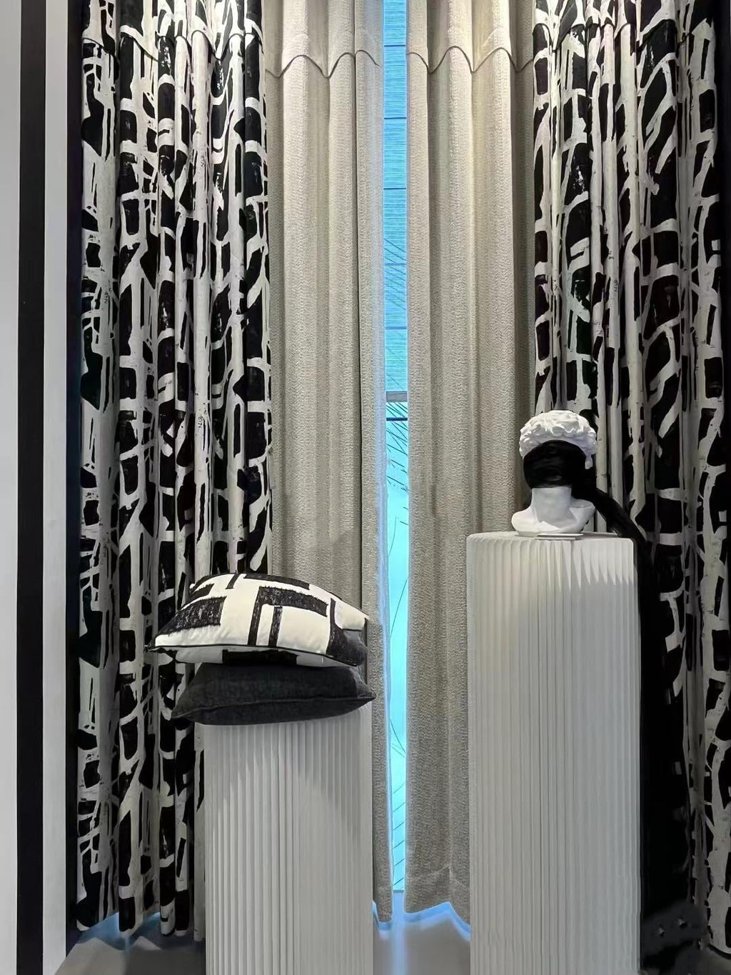 Geometric Cotton Linen Jacquard Curtains Panel