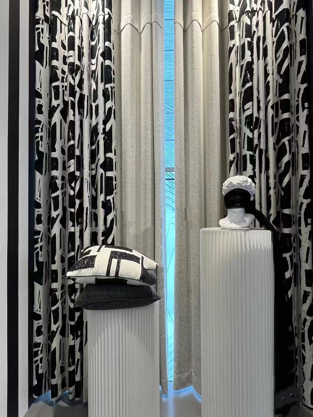 Geometric Cotton Linen Jacquard Curtains Panel