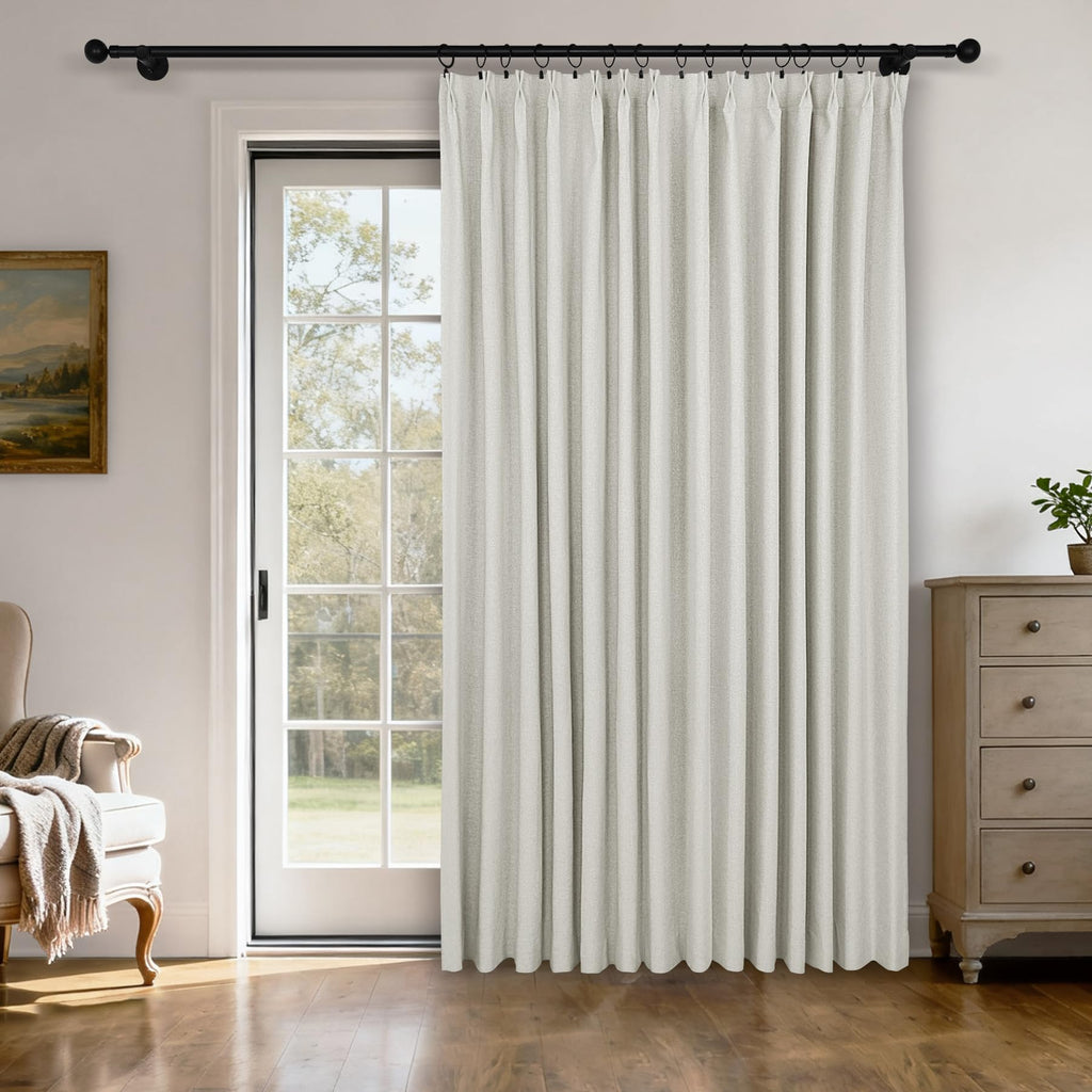 Pinch Pleated Linen Blackout Curtains Set