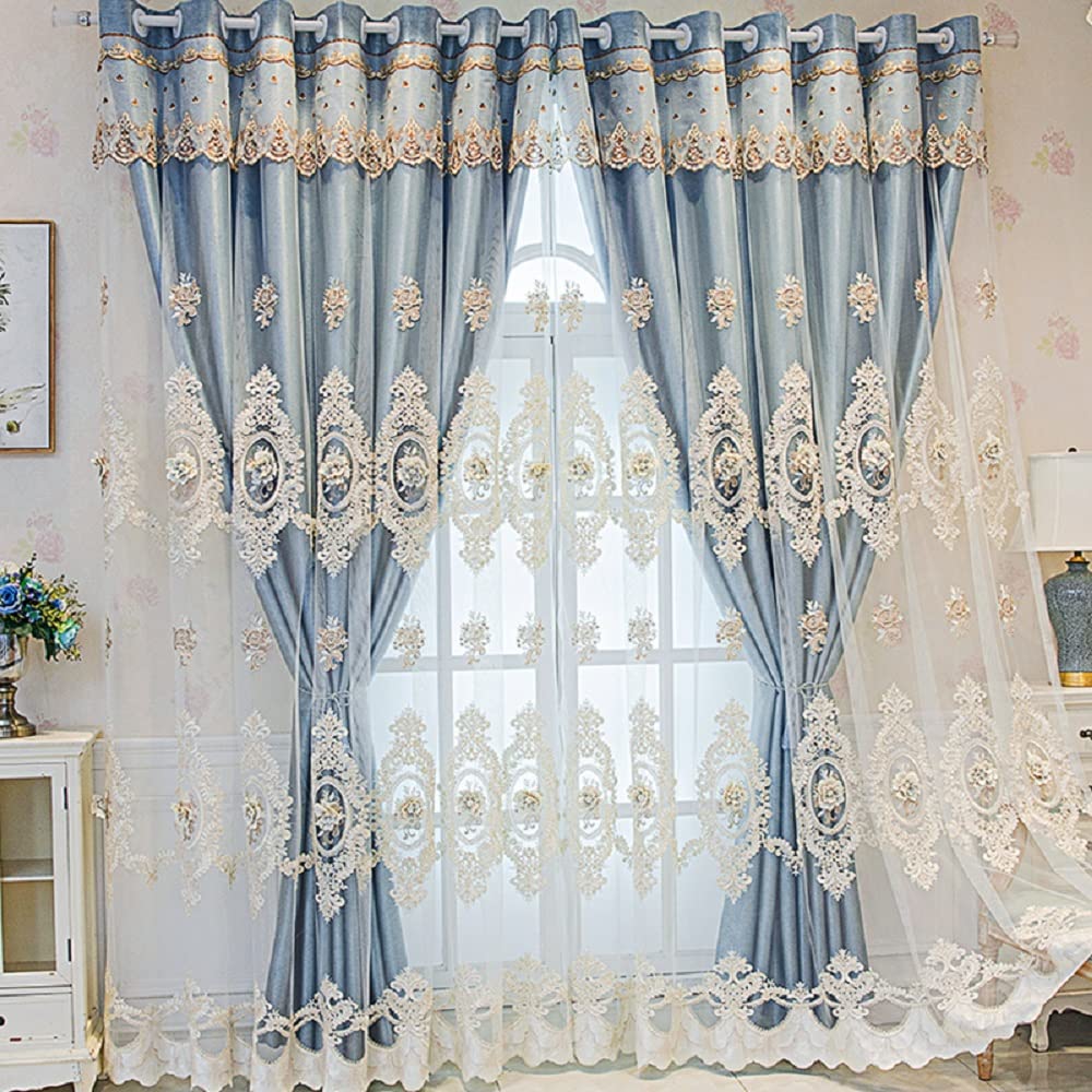 Double Layer Blackout Sheer Curtains Set