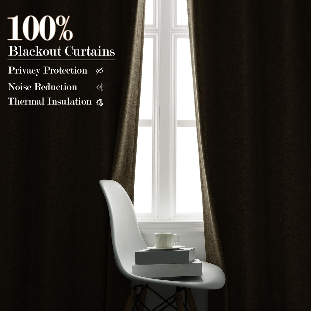 2-in-1 Linen Blackout Pinch Pleat Curtains Set