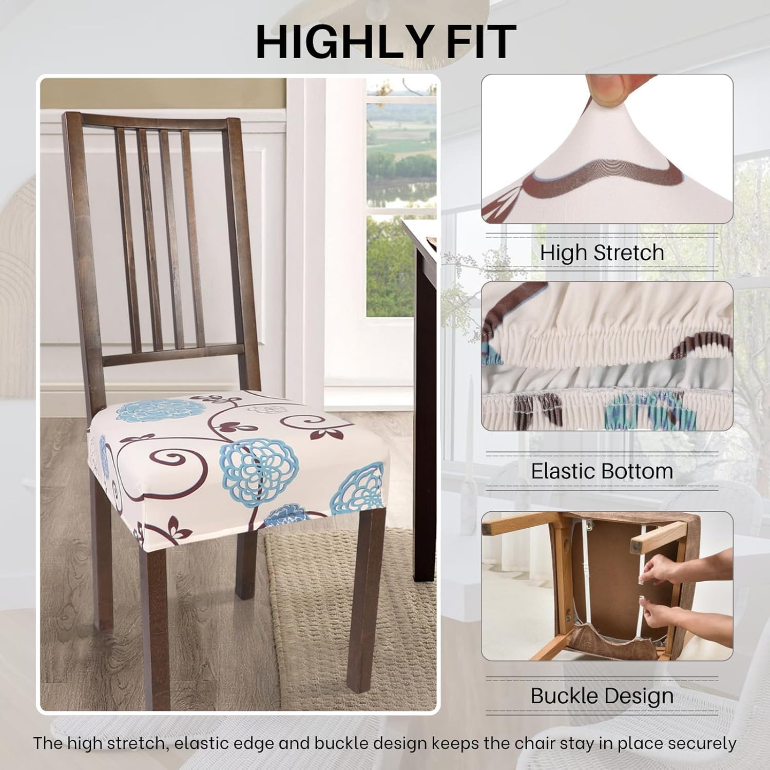 Stretch Dining Chair Seat Covers Set