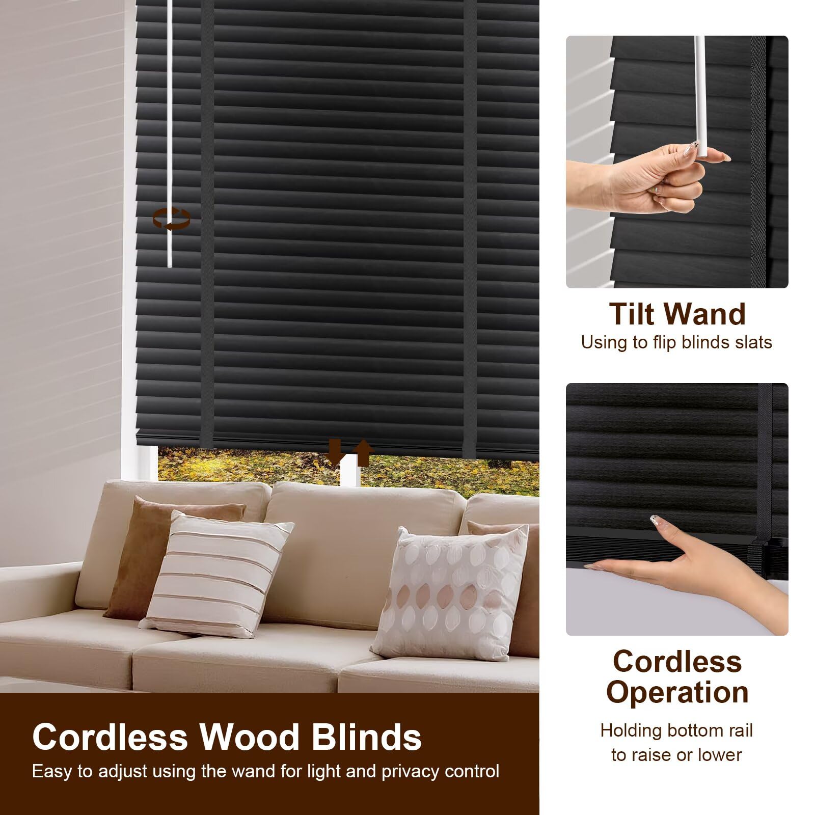 Cordless Wood Window Blinds