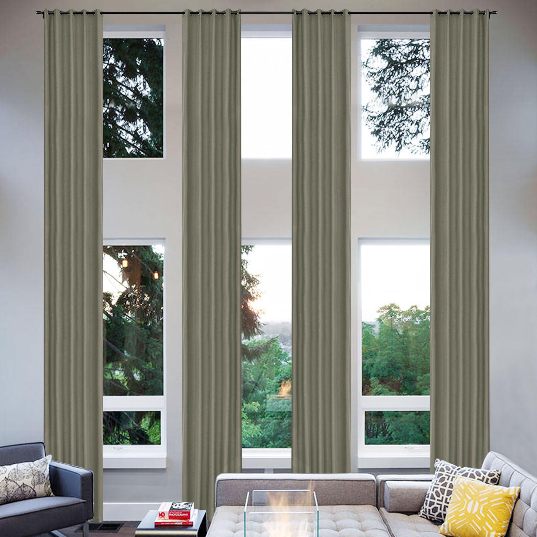 Extra Long Linen Blackout Curtains Set
