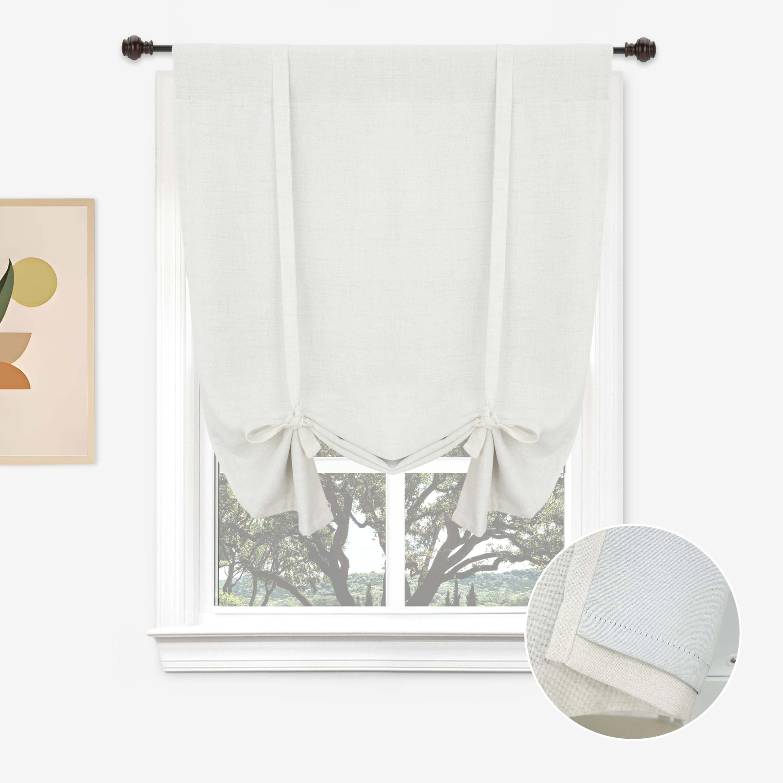 Double Layer Linen Blackout Tie-Up Curtain