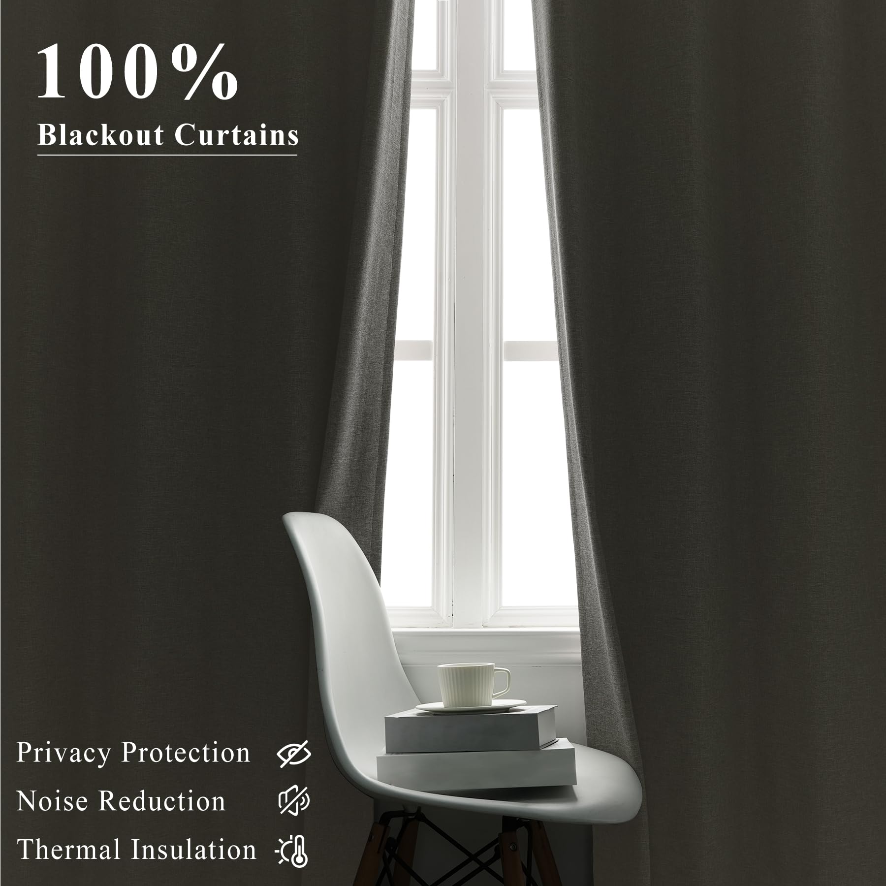Pinch Pleated Linen Blackout Curtains Set