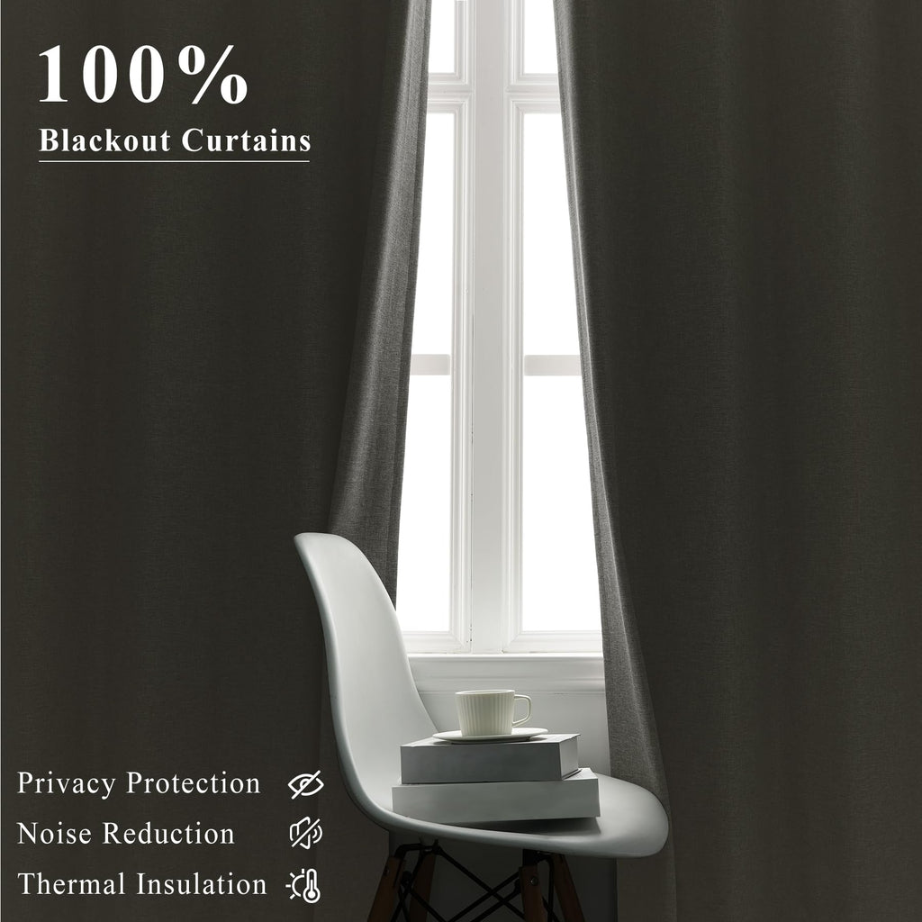 Pinch Pleated Linen Blackout Sliding Door Curtains Set