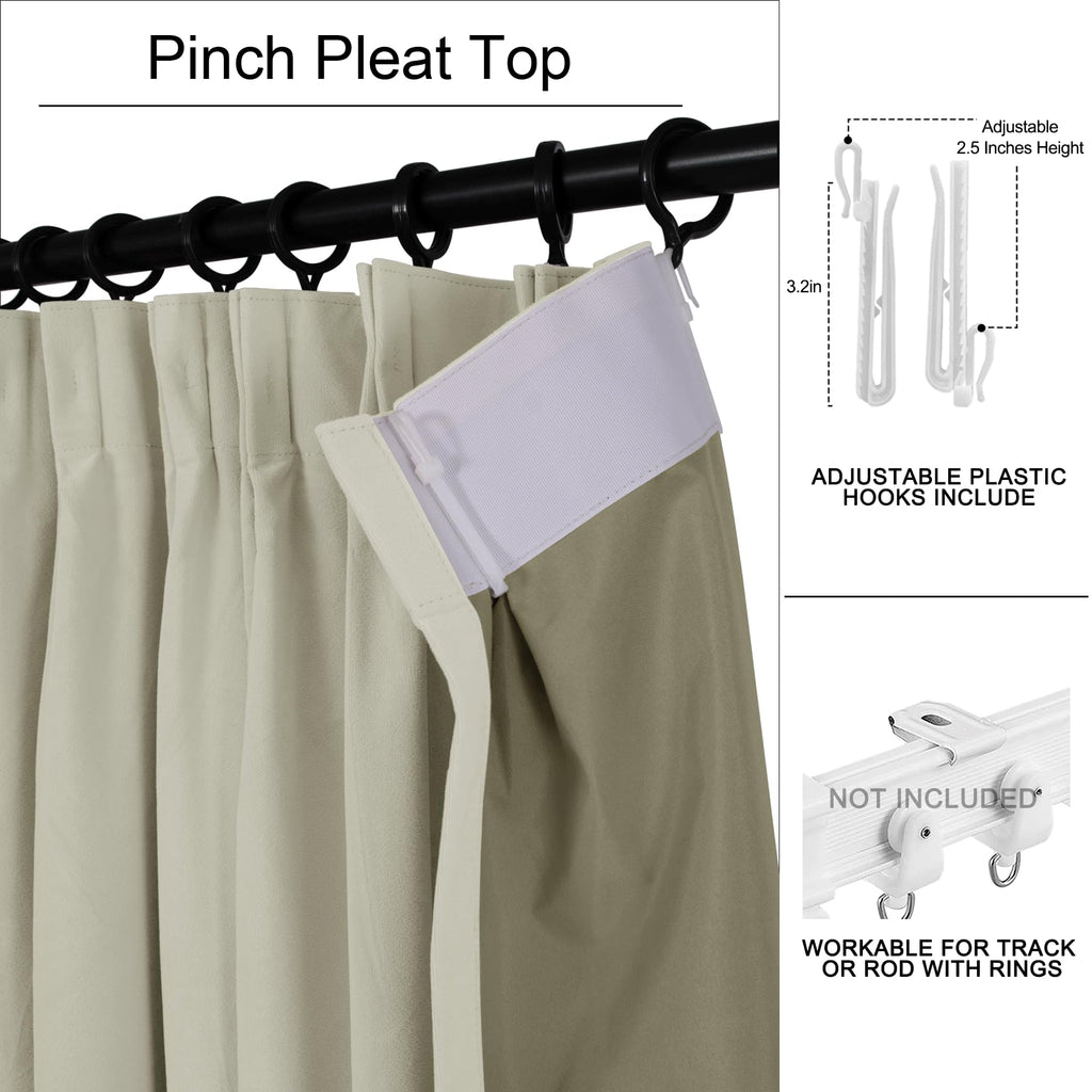 Pinch Pleated Velvet Blackout Curtains Set