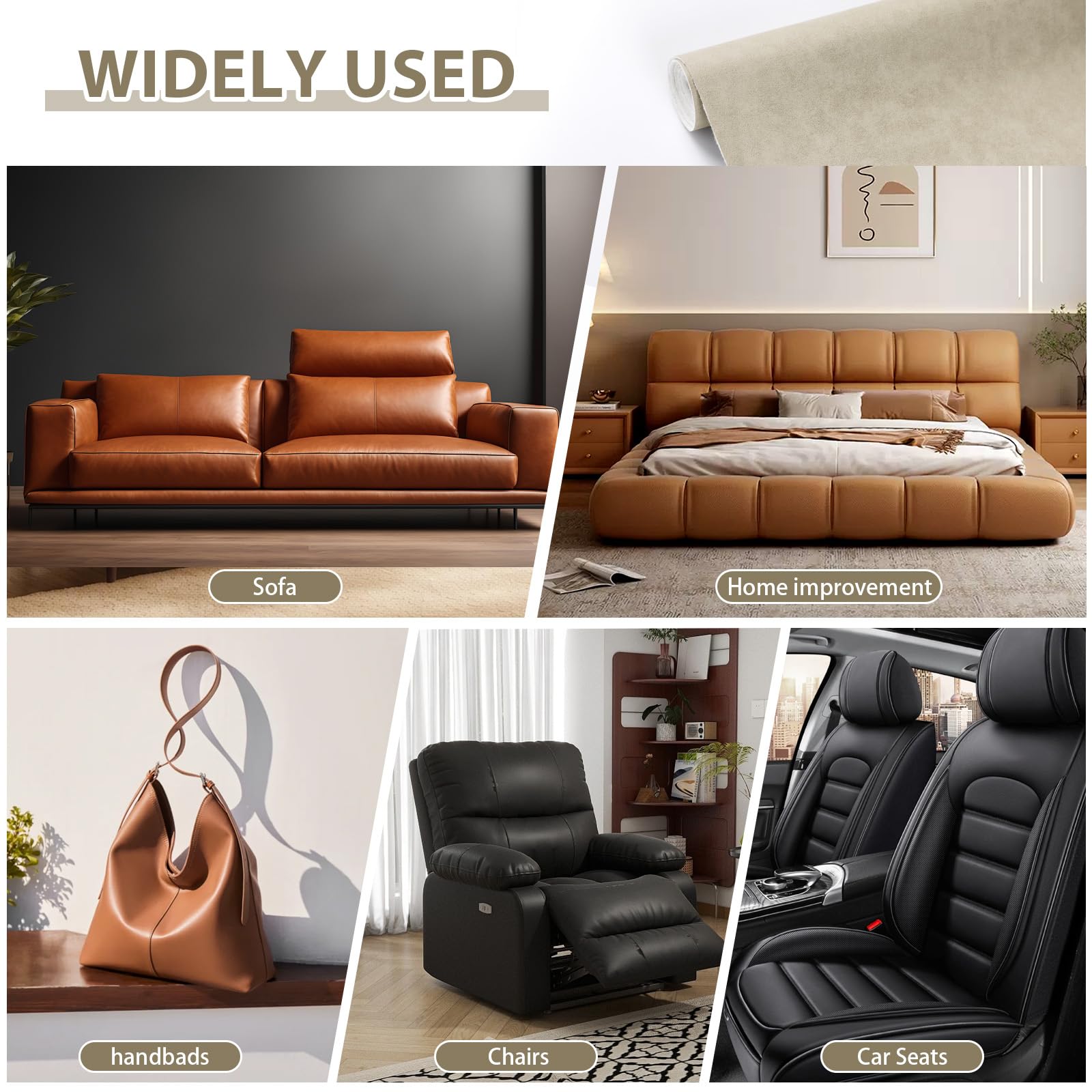 Thick Faux Leather Upholstery Fabric by the Yard