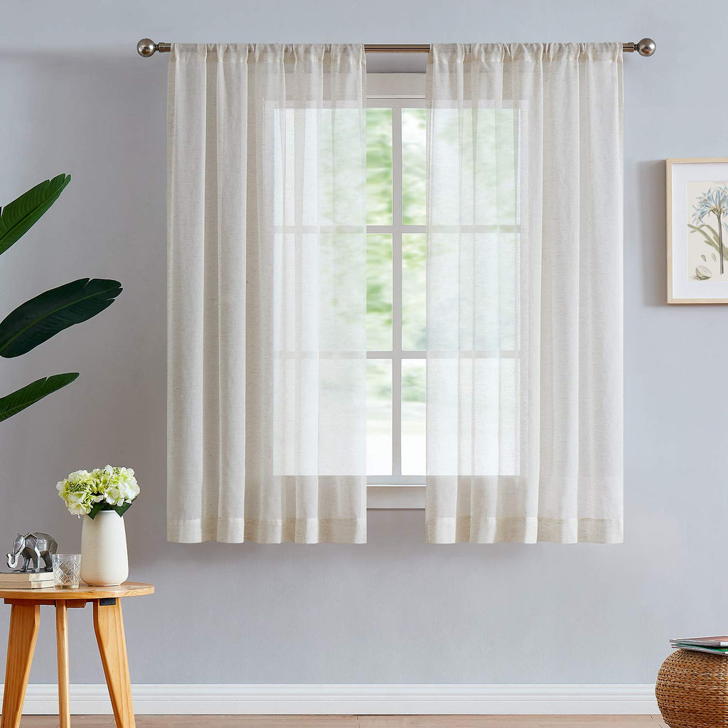 FMFUNCTEX Flax Blend Sheer Curtains