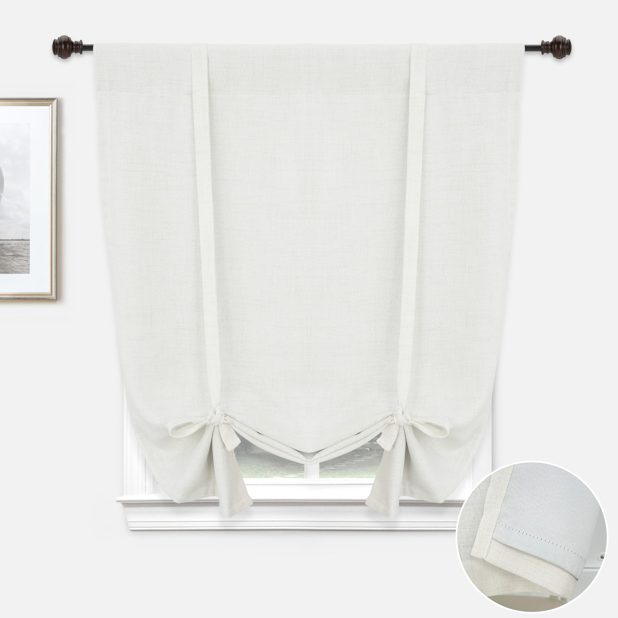 Double Layer Linen Blackout Tie-Up Curtain