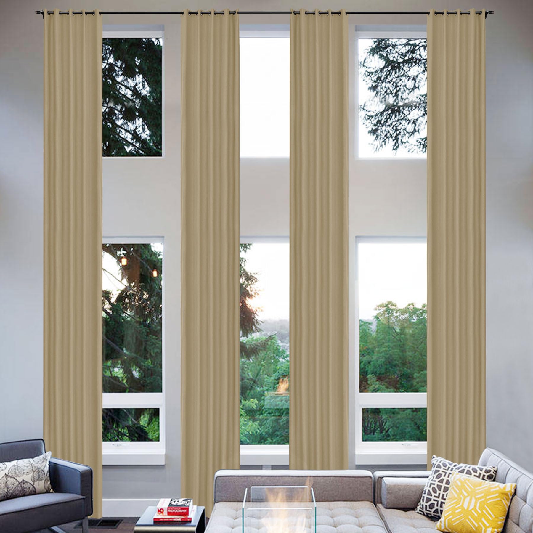 Extra Long Linen Blackout Curtains Set
