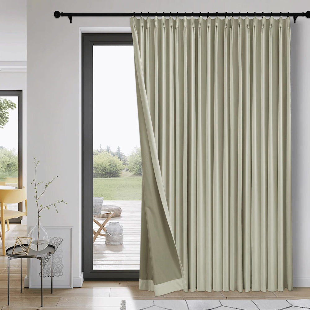 Pinch Pleated Velvet Blackout Curtains Set