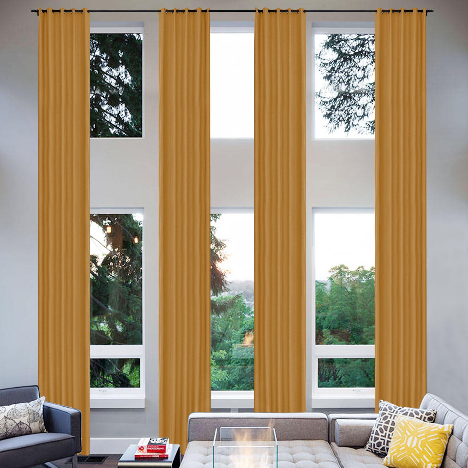 Extra Long Linen Blackout Curtains Set