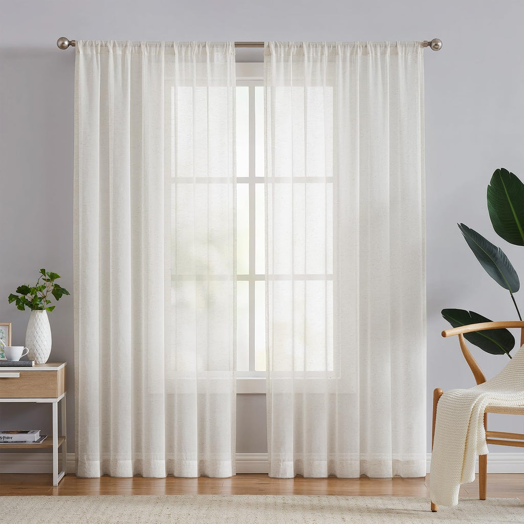 FMFUNCTEX Flax Blend Sheer Curtains