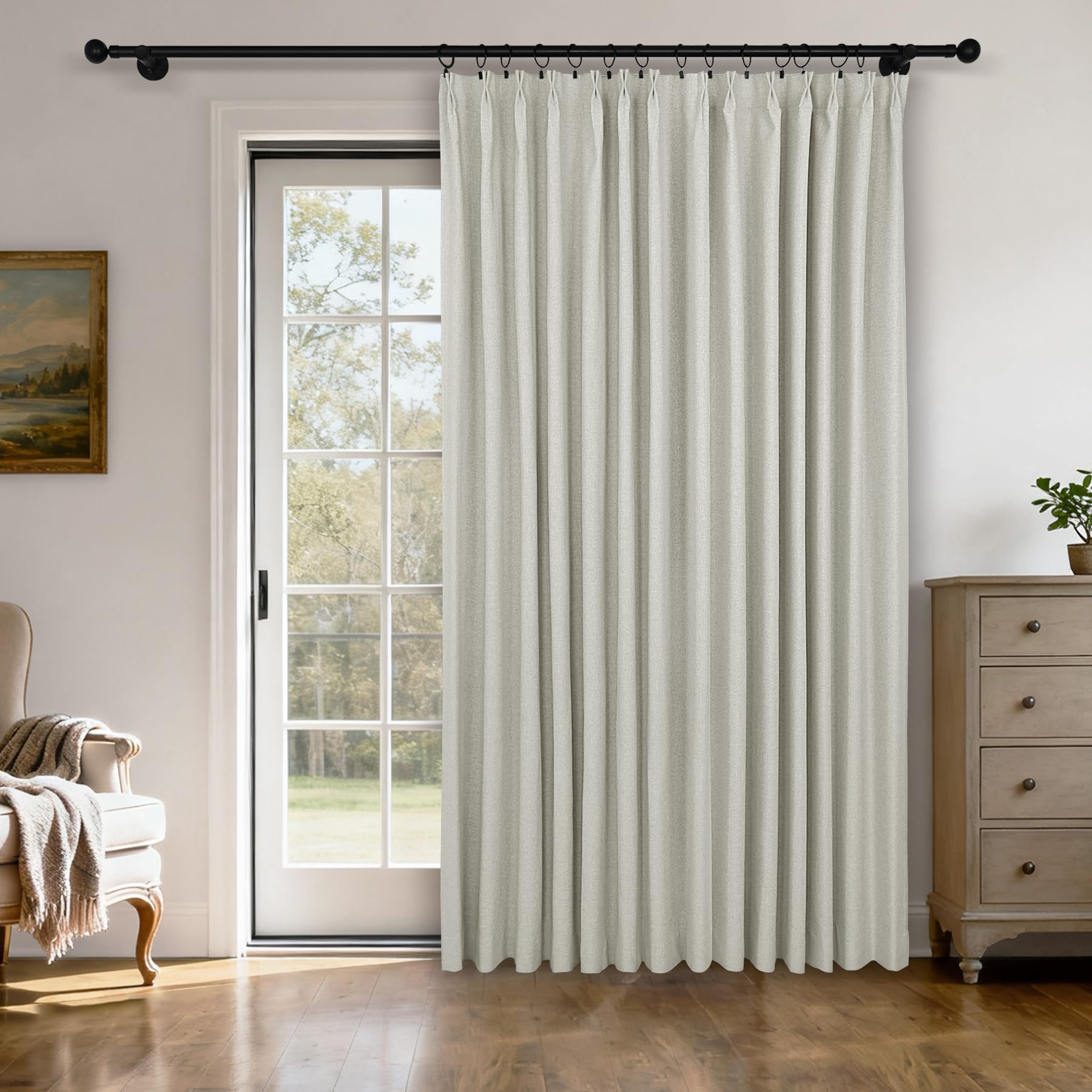Pinch Pleated Linen Blackout Curtains Set