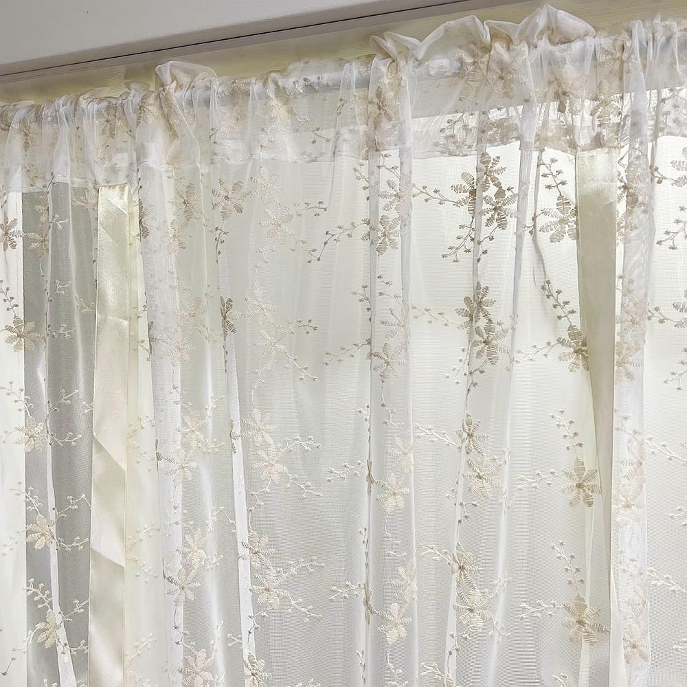 Floral Lace Tie-Up Balloon Curtain Panel