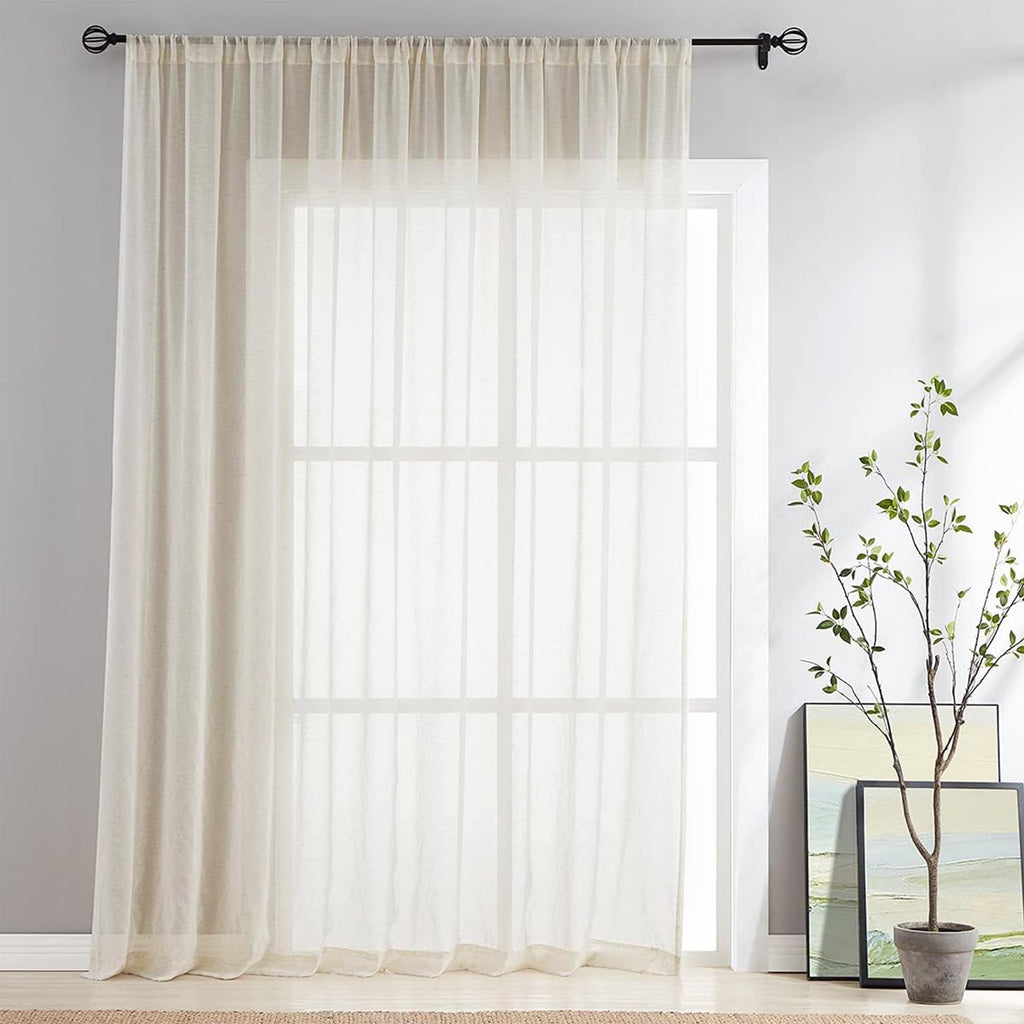 FMFUNCTEX Flax Blend Sheer Curtains
