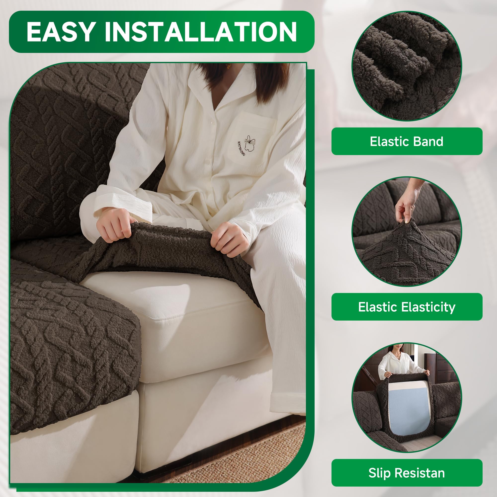 Stretch Fleece Couch Cushion Covers Set