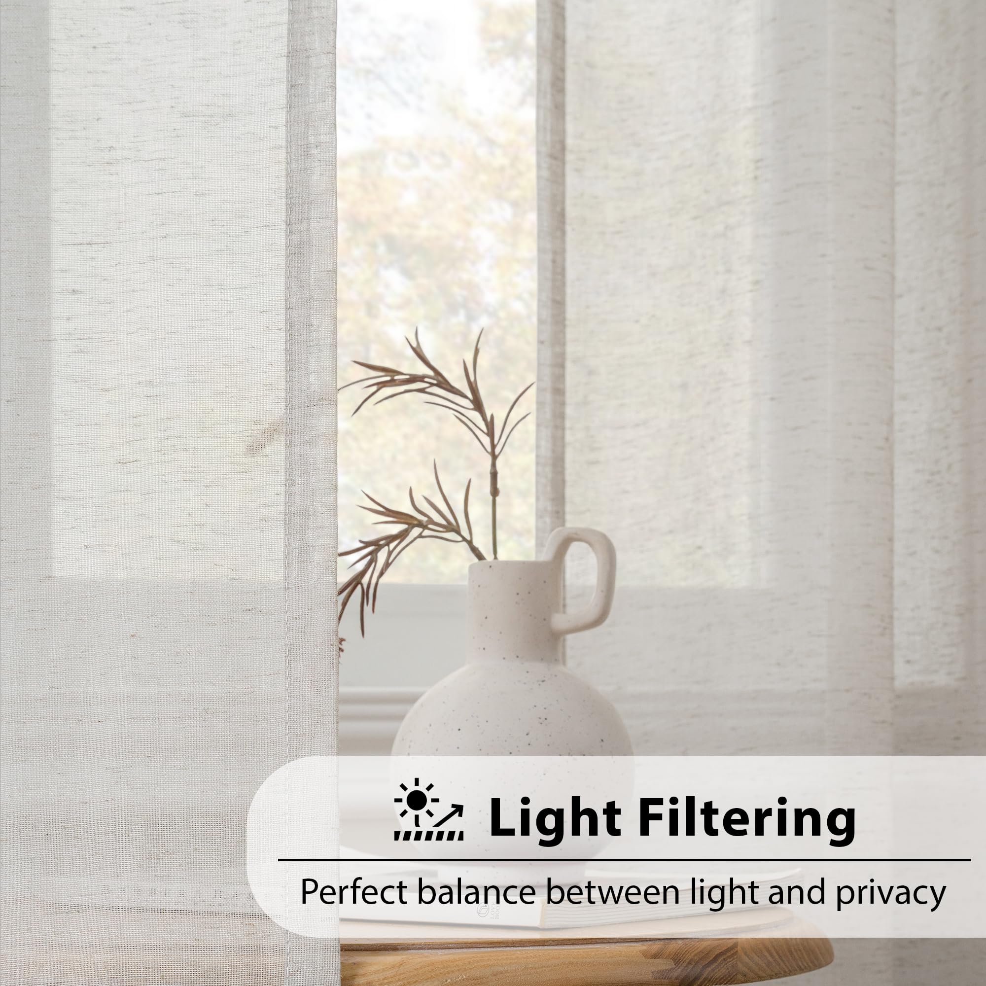 FMFUNCTEX Flax Blend Sheer Curtains