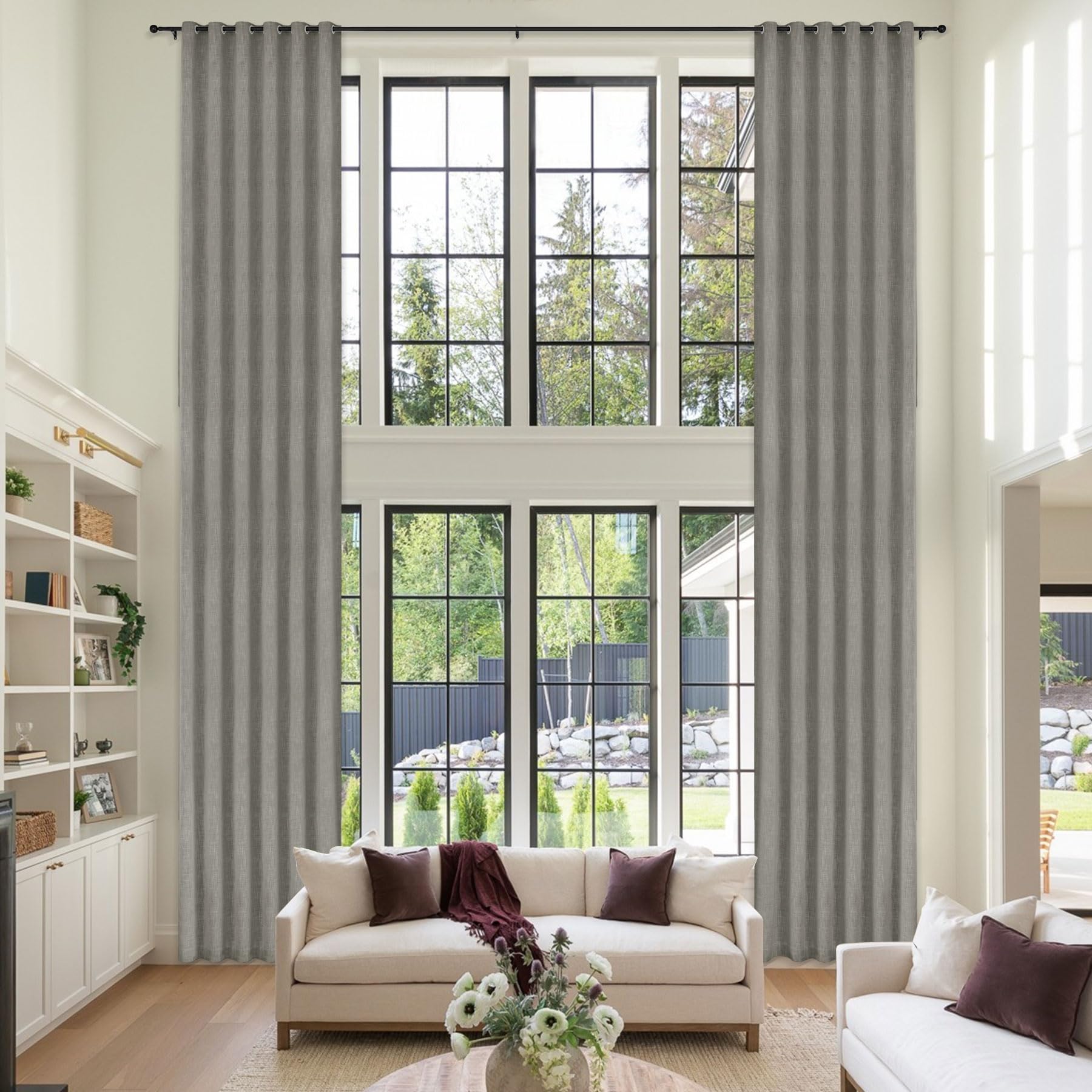 Extra Long Linen Blackout Curtains Set