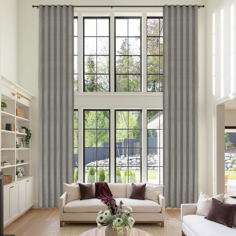 Extra Long Linen Blackout Curtains Set