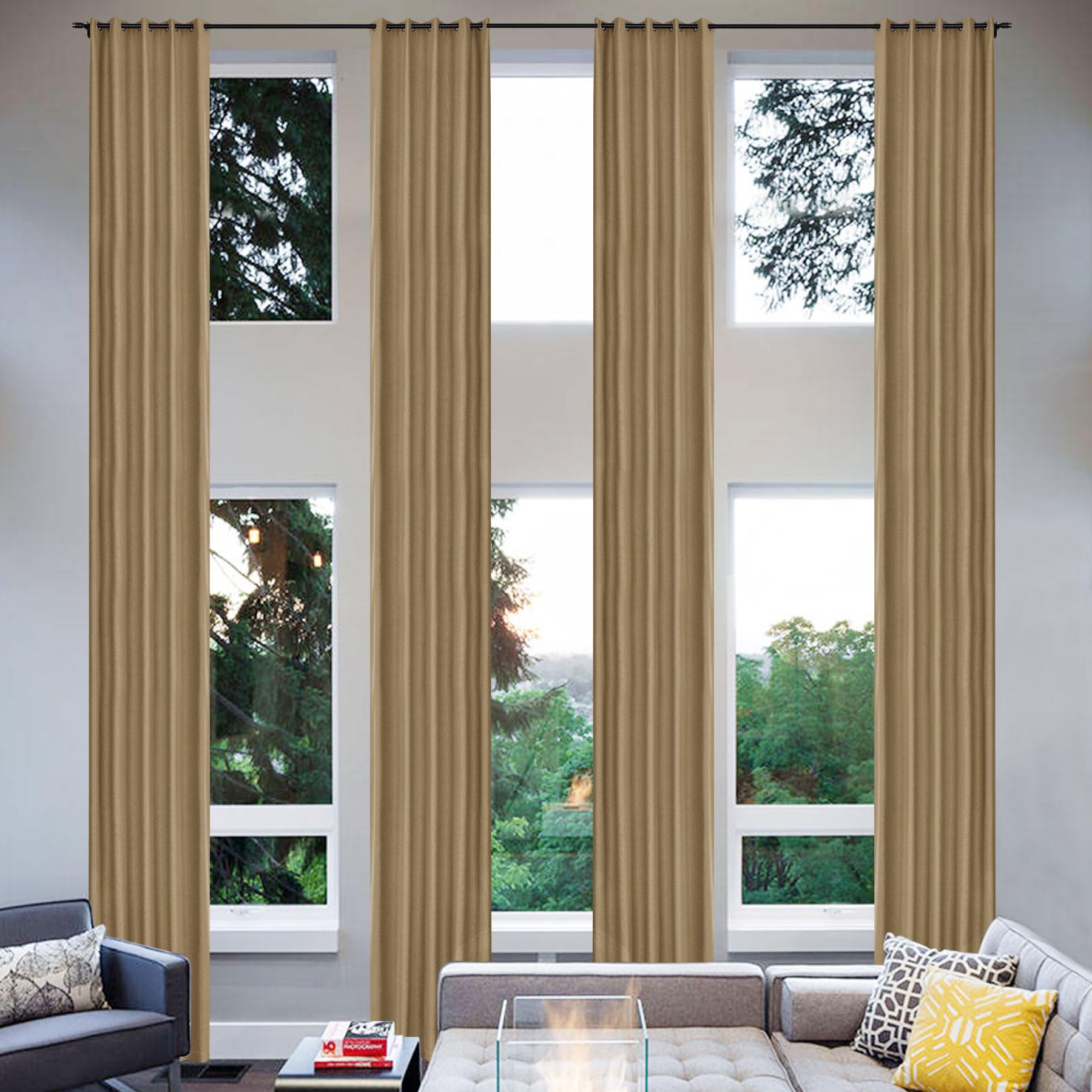 Extra Long Linen Blackout Curtains Set
