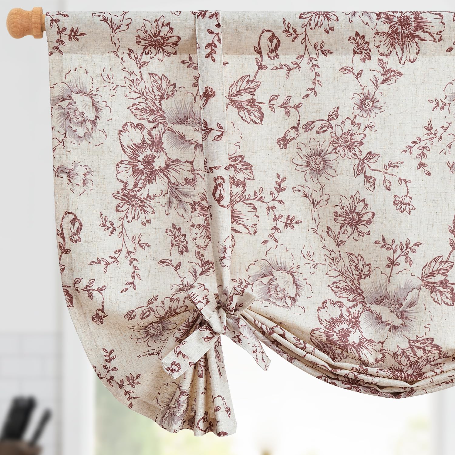 Damask Paisley Tie-Up Curtain Panel