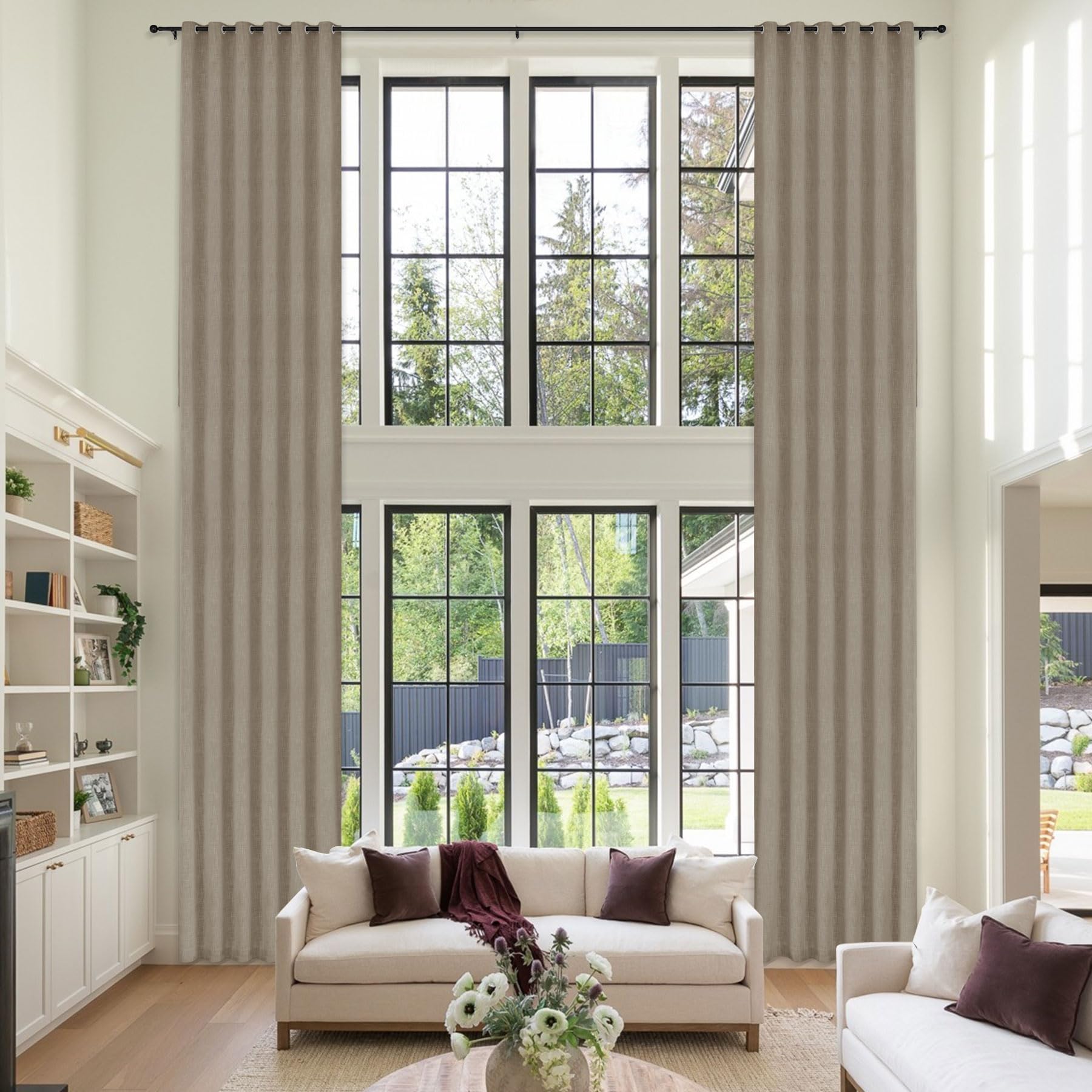 Extra Long Linen Blackout Curtains Set