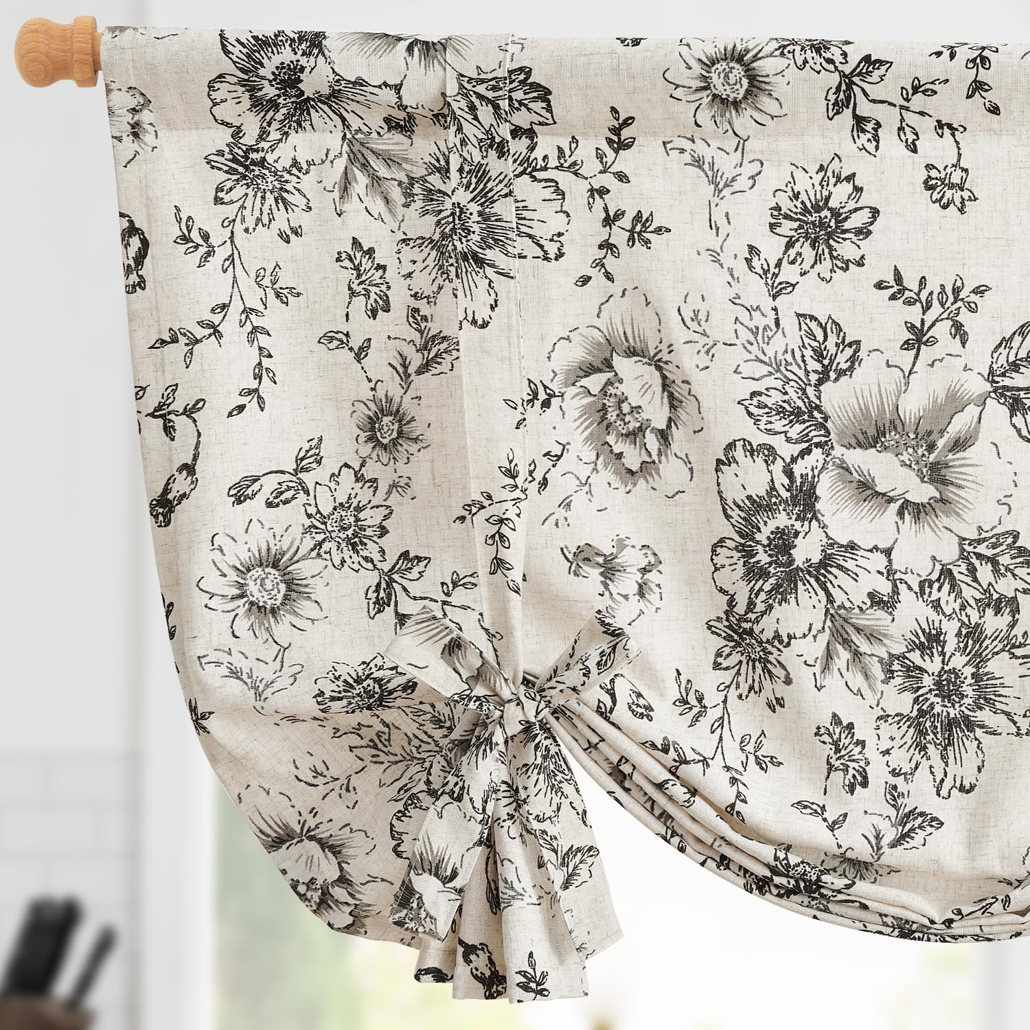 Damask Paisley Tie-Up Curtain Panel