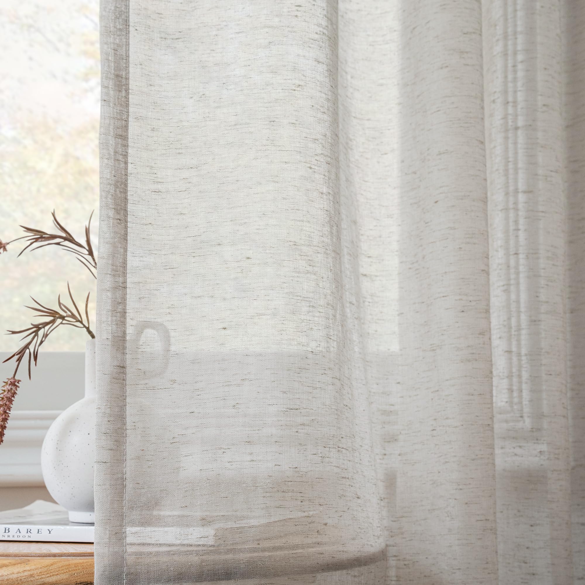 FMFUNCTEX Flax Blend Sheer Curtains
