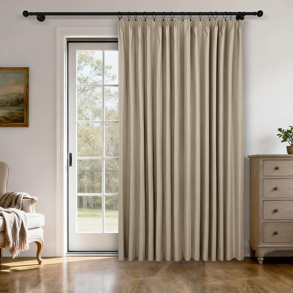 Pinch Pleated Linen Blackout Curtains Set