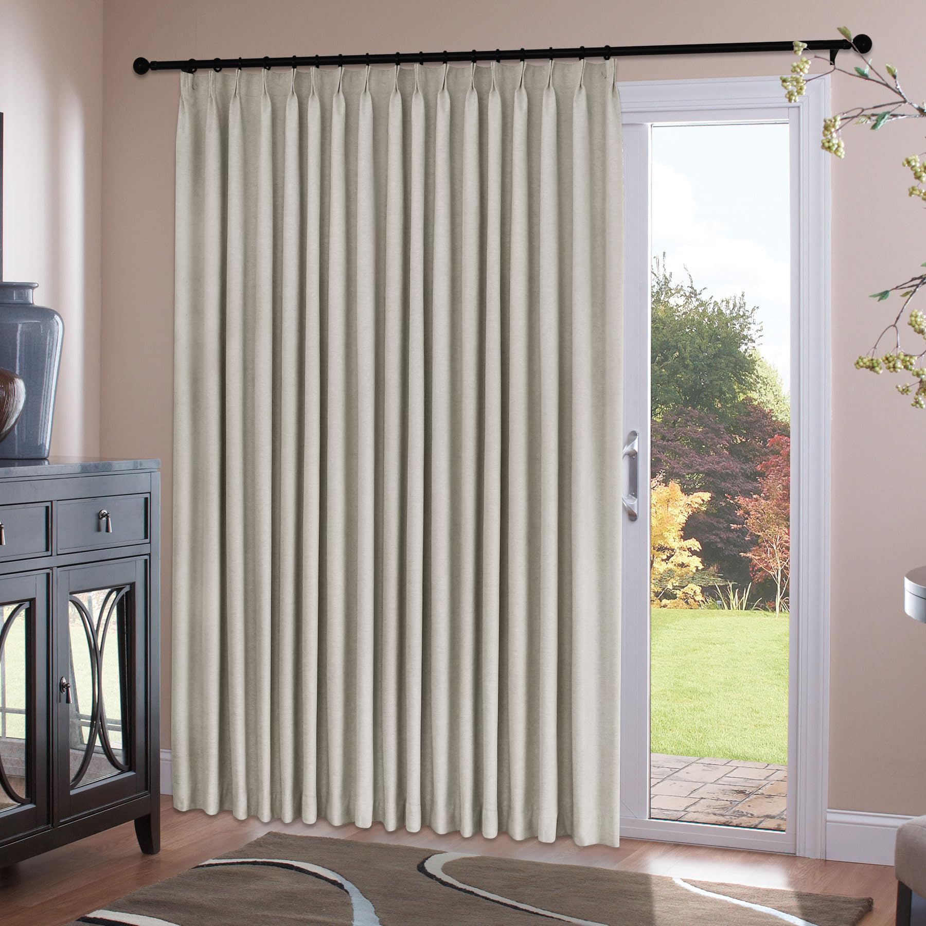 Chenille Pinch Pleated Blackout Curtains Set