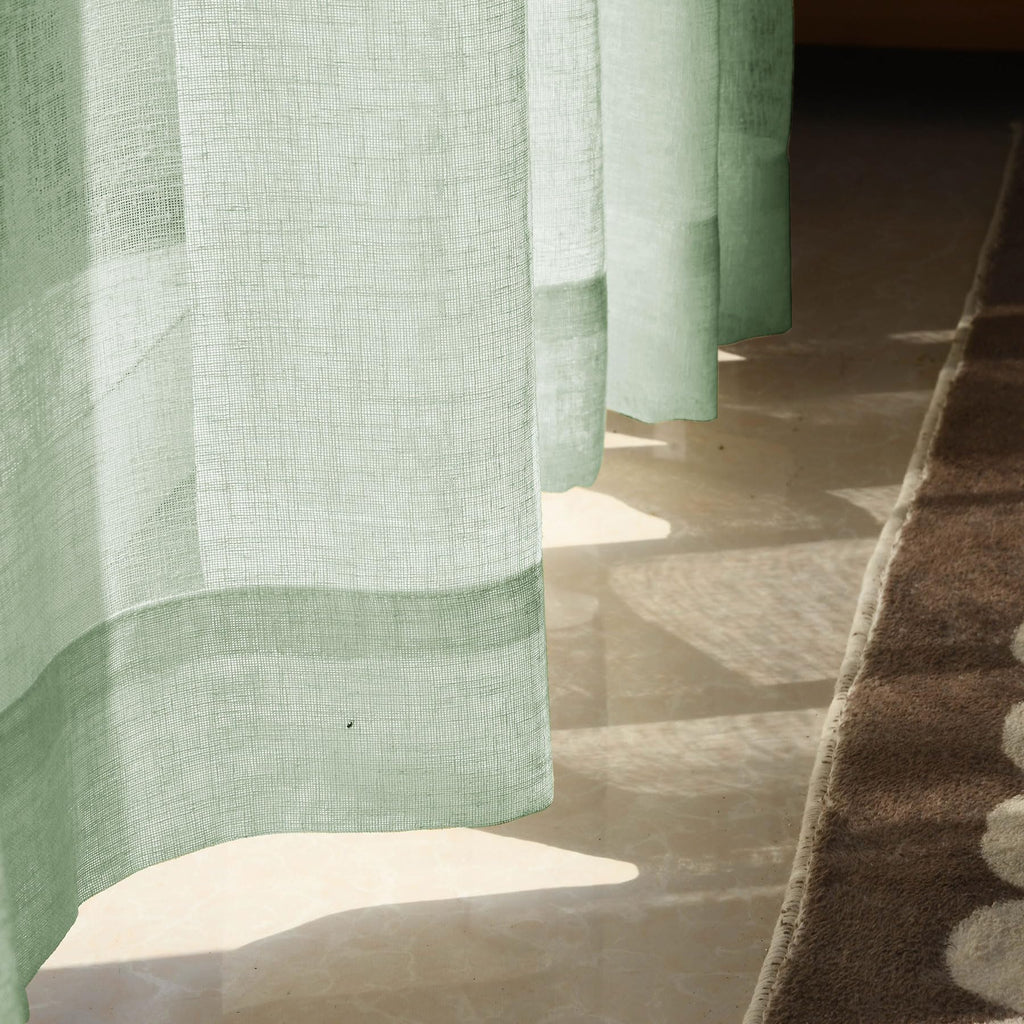 Pinch Pleat Sheer Linen Curtains Set