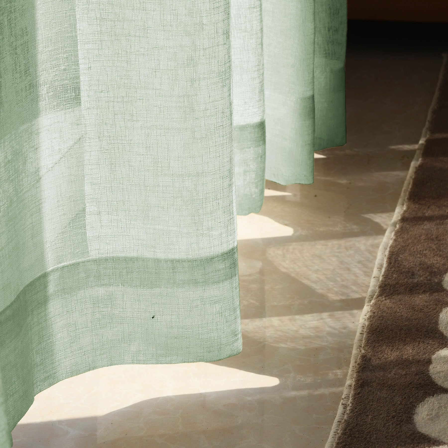 Pinch Pleat Sheer Linen Curtains Set