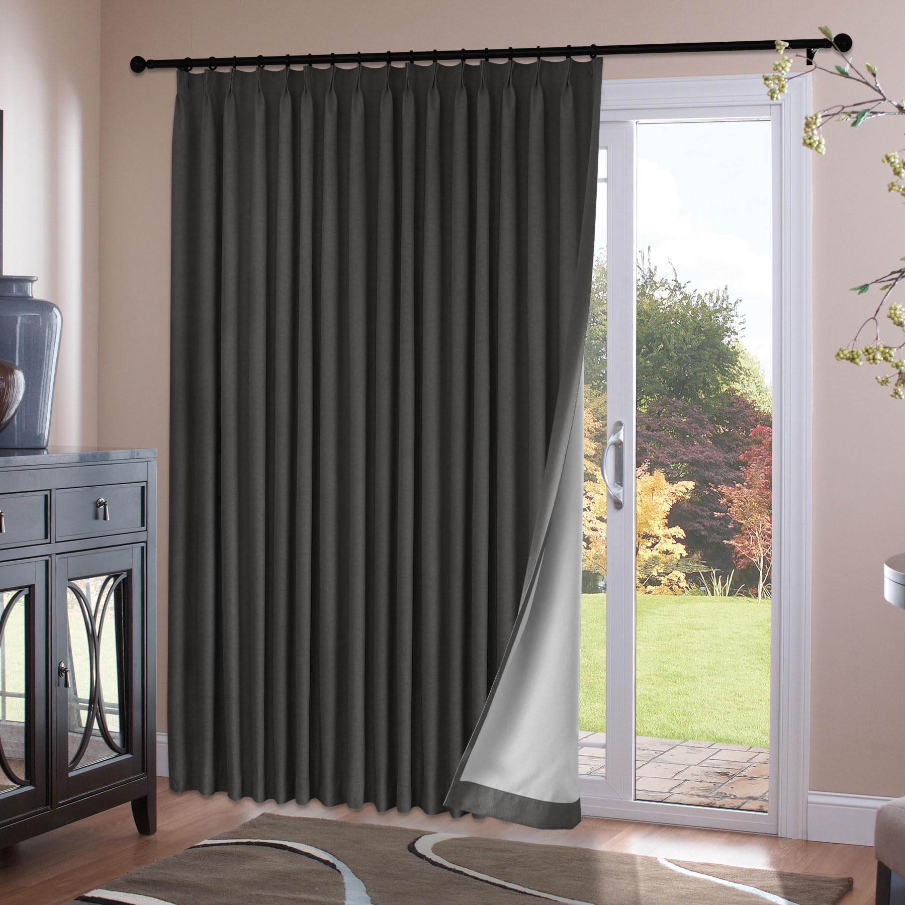 Chenille Pinch Pleated Blackout Curtains Set