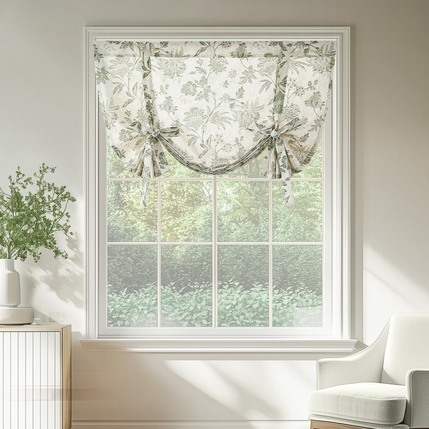 Damask Paisley Tie-Up Curtain Panel