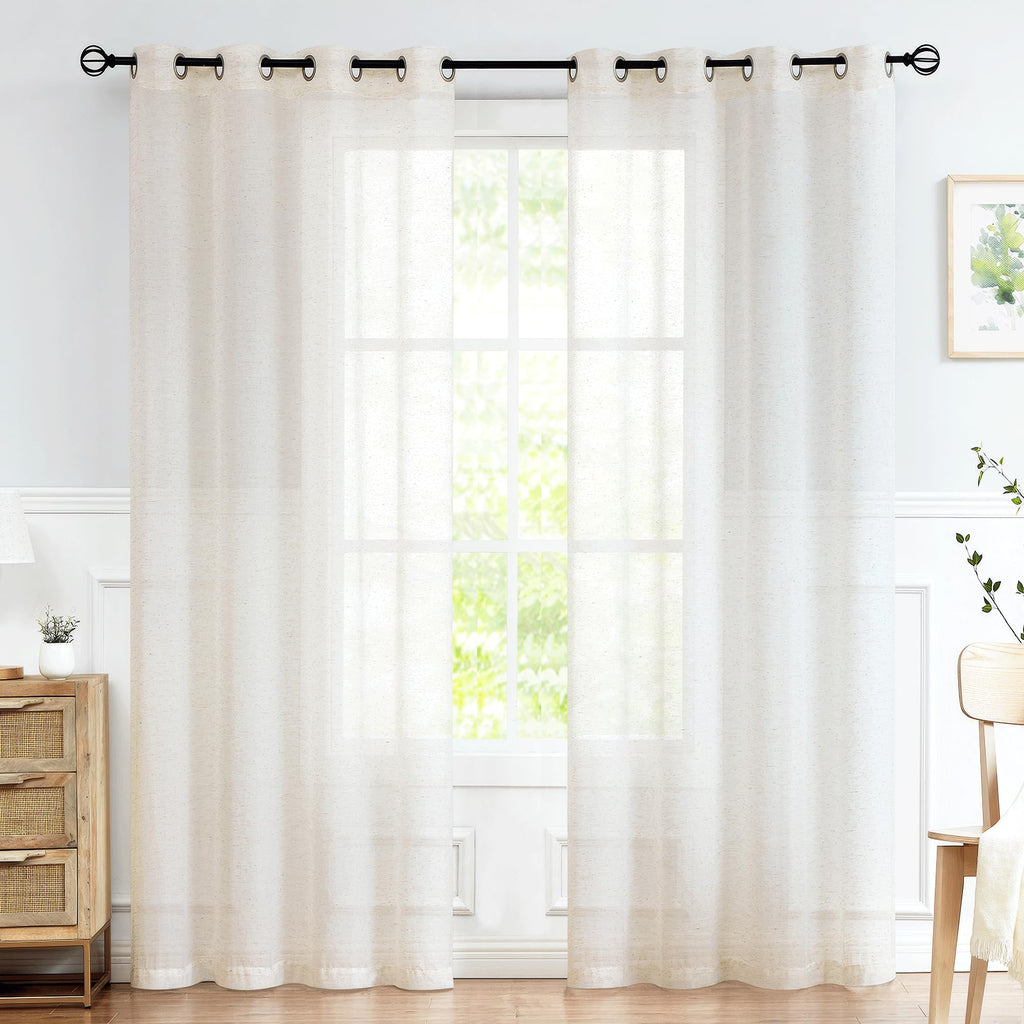 FMFUNCTEX Flax Blend Sheer Curtains