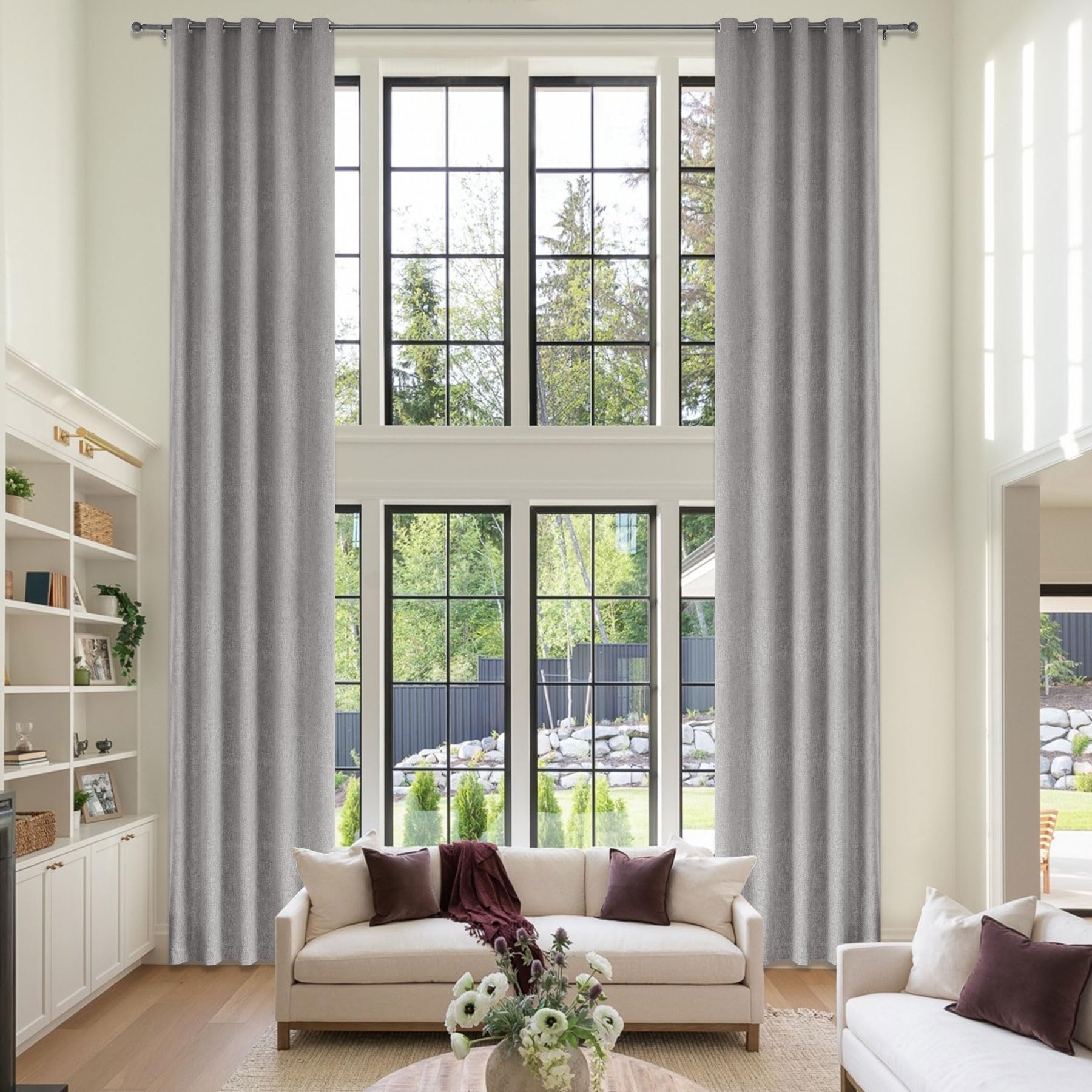 Extra Long Linen Blackout Curtains Set