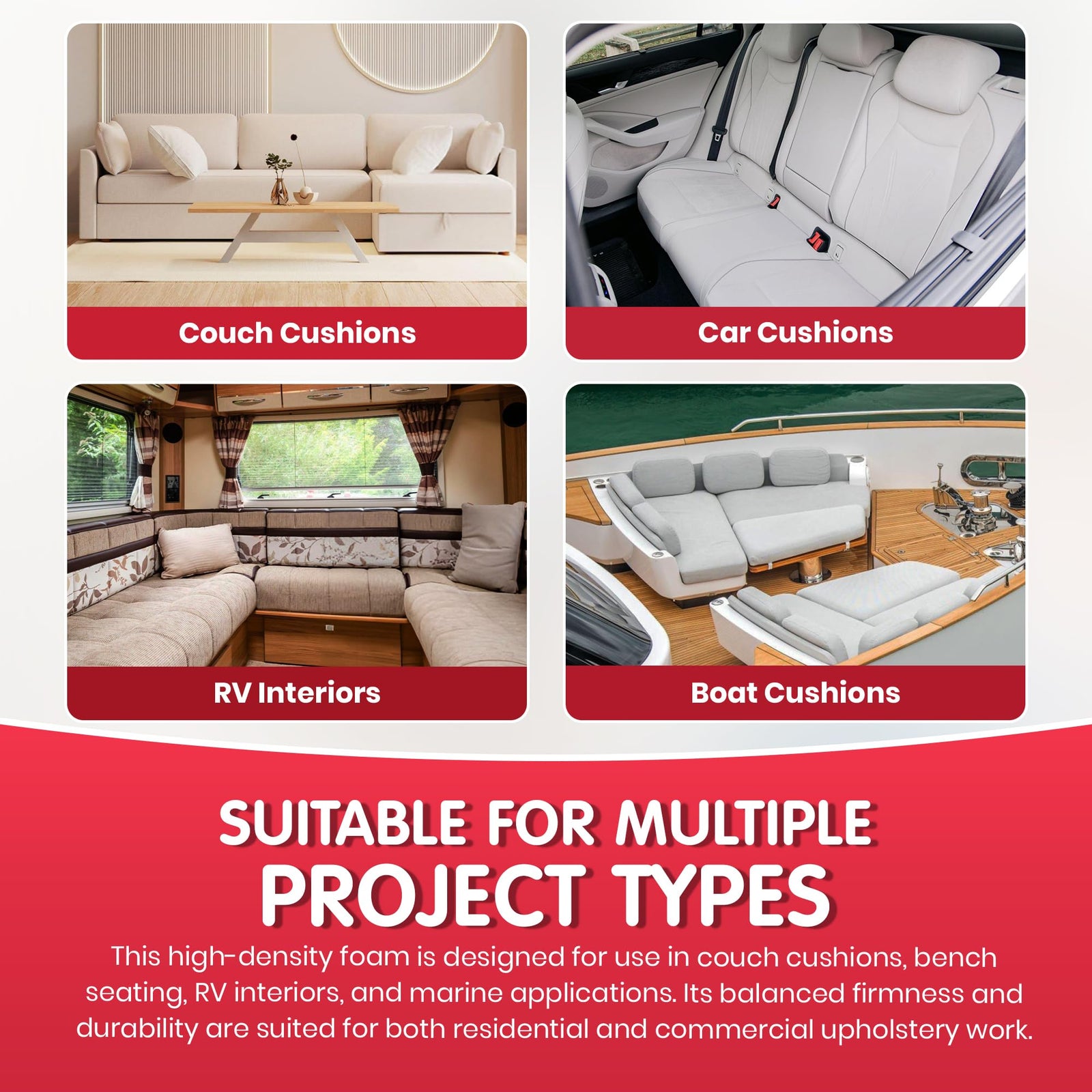 High Density Upholstery Foam Cushion Block Set