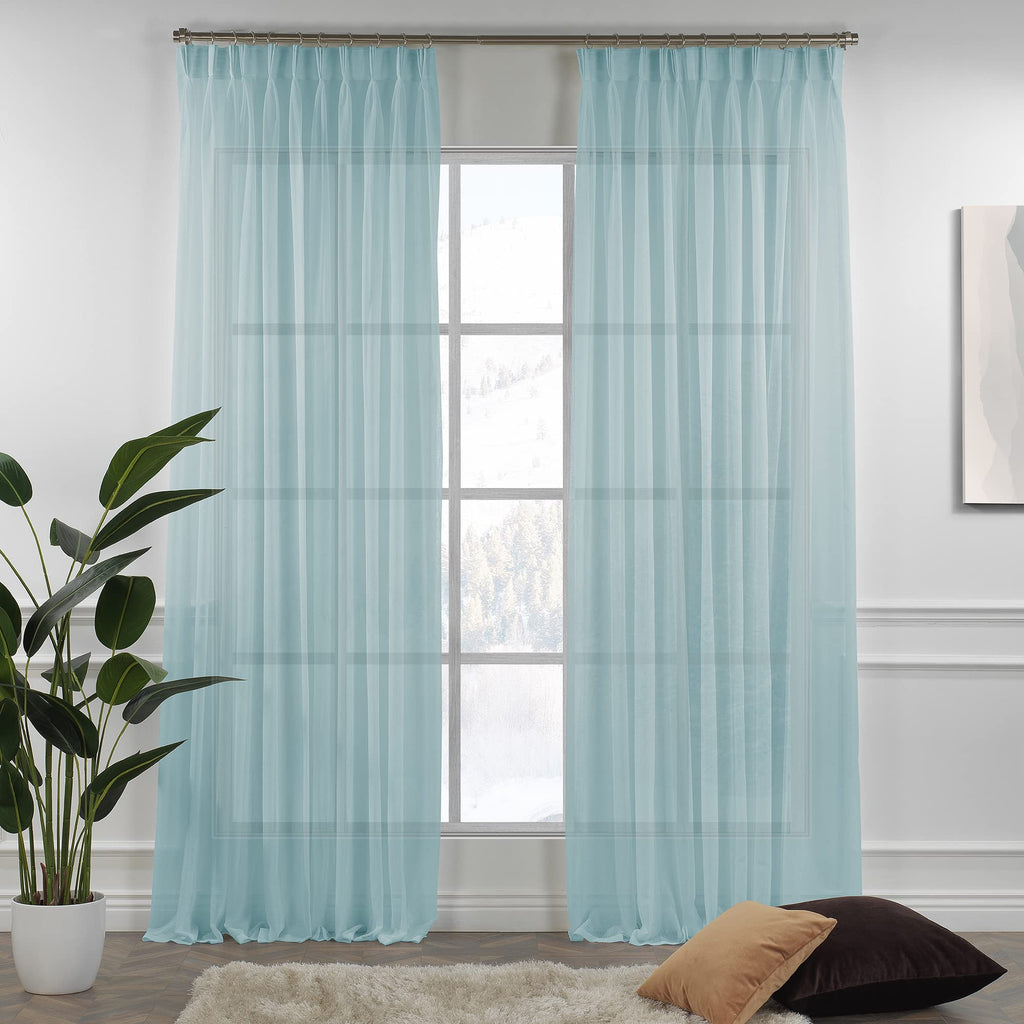 Extra Long Pinch Pleated Sheer Linen Curtains Set