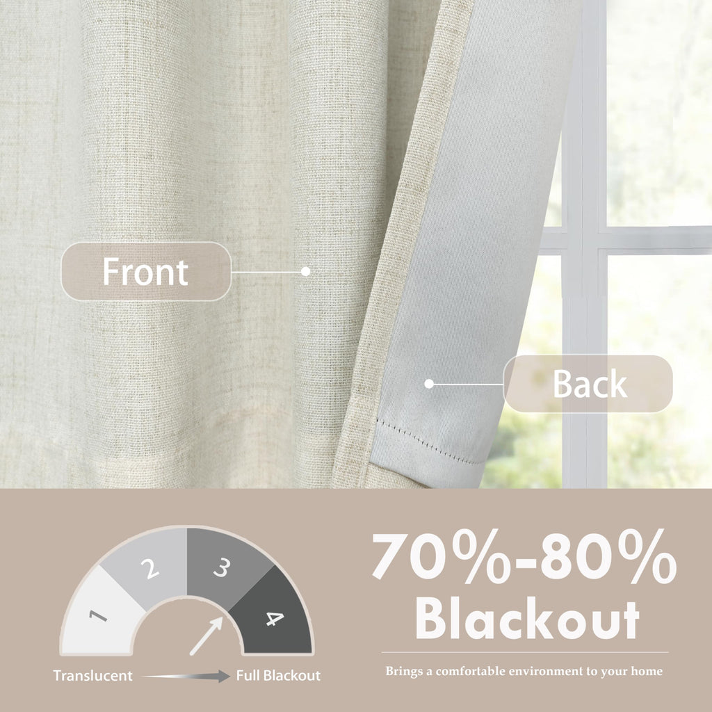 Double Layer Linen Blackout Tie-Up Curtain