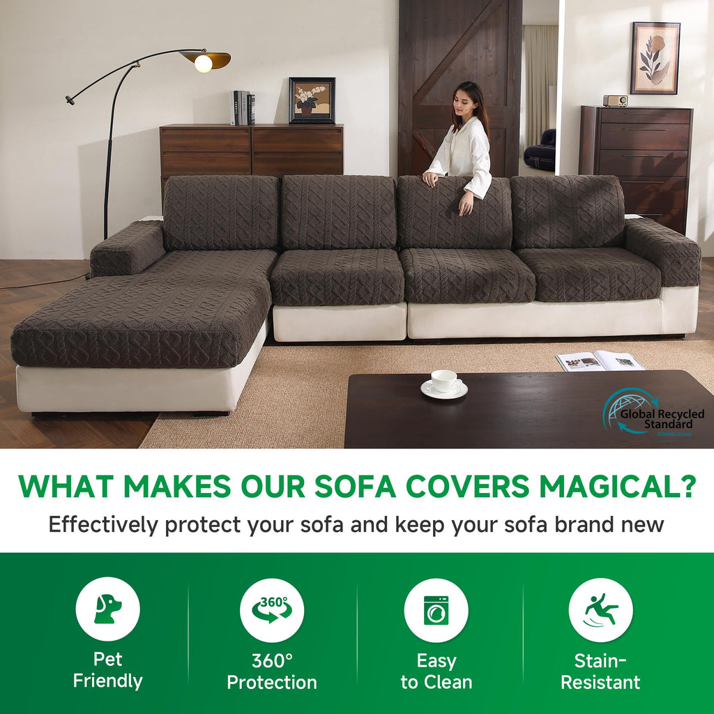 Stretch Fleece Couch Cushion Covers Set