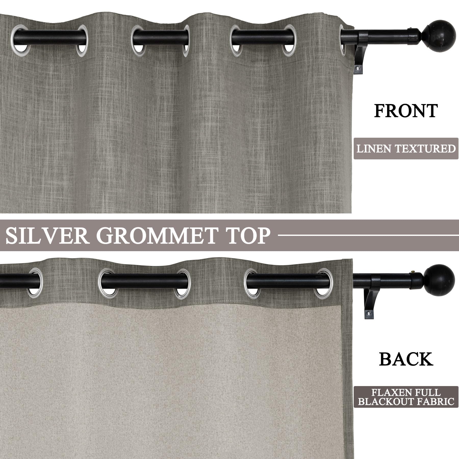 Extra Long Linen Blackout Curtains Set