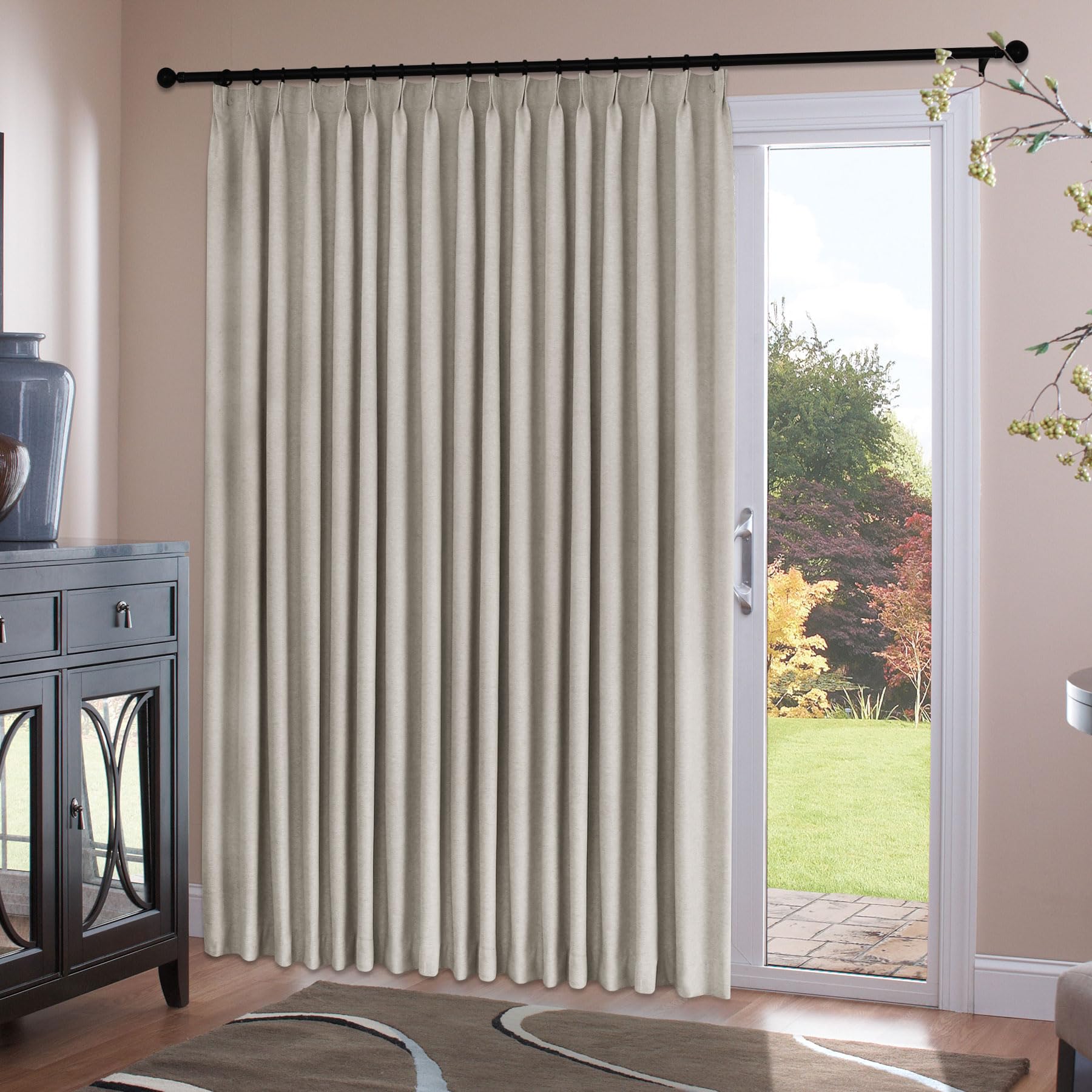 Chenille Pinch Pleated Blackout Curtains Set