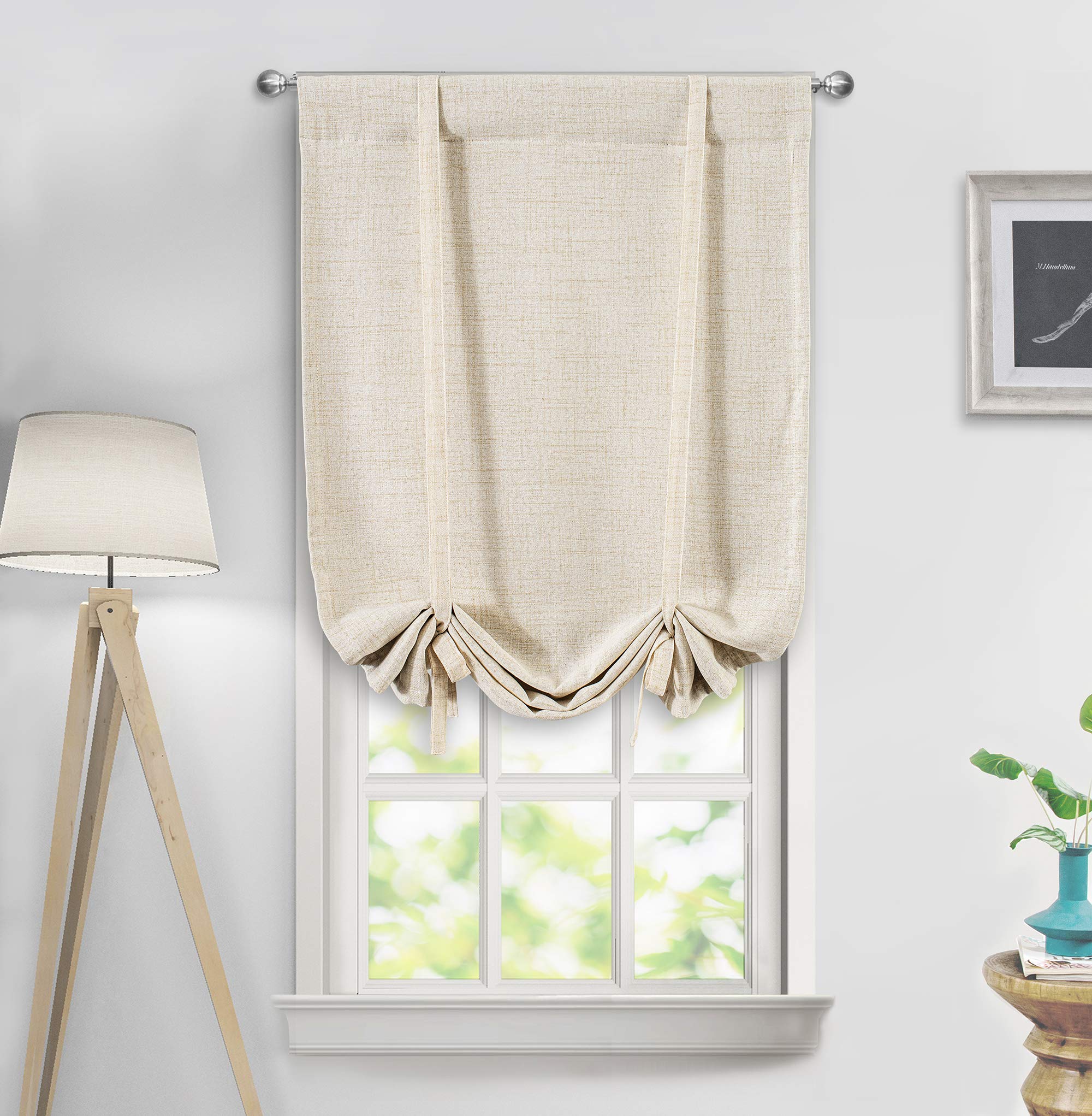 Double Layer Linen Blackout Tie-Up Curtain