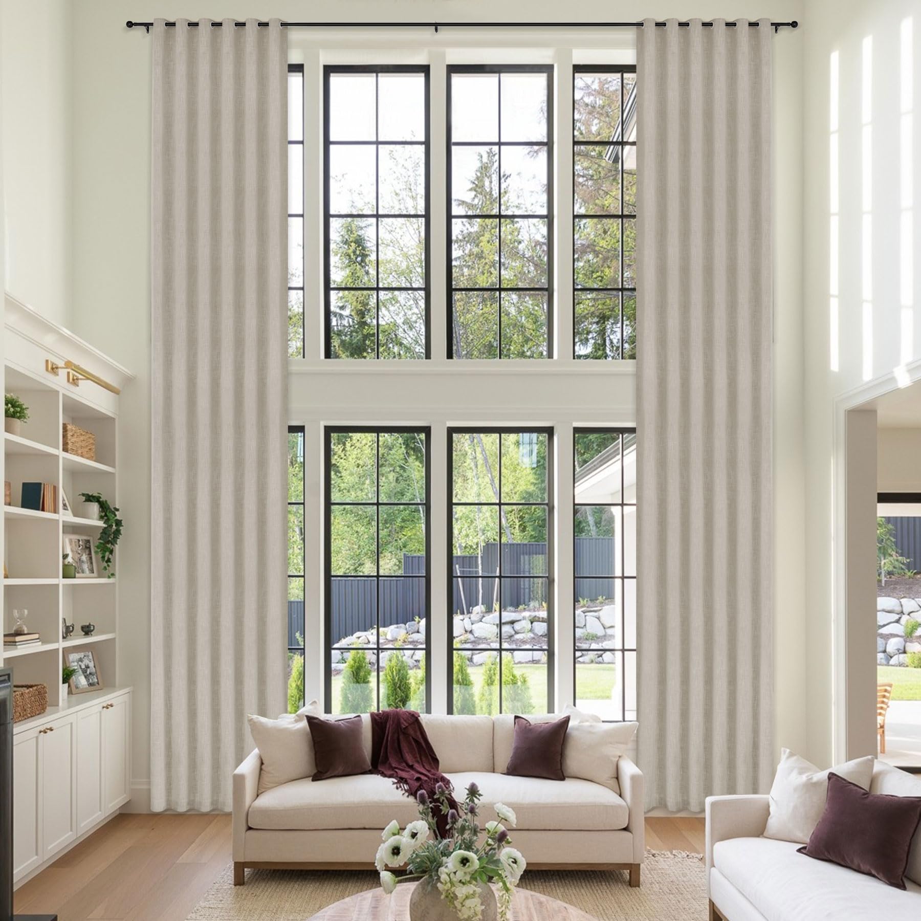 Extra Long Linen Blackout Curtains Set