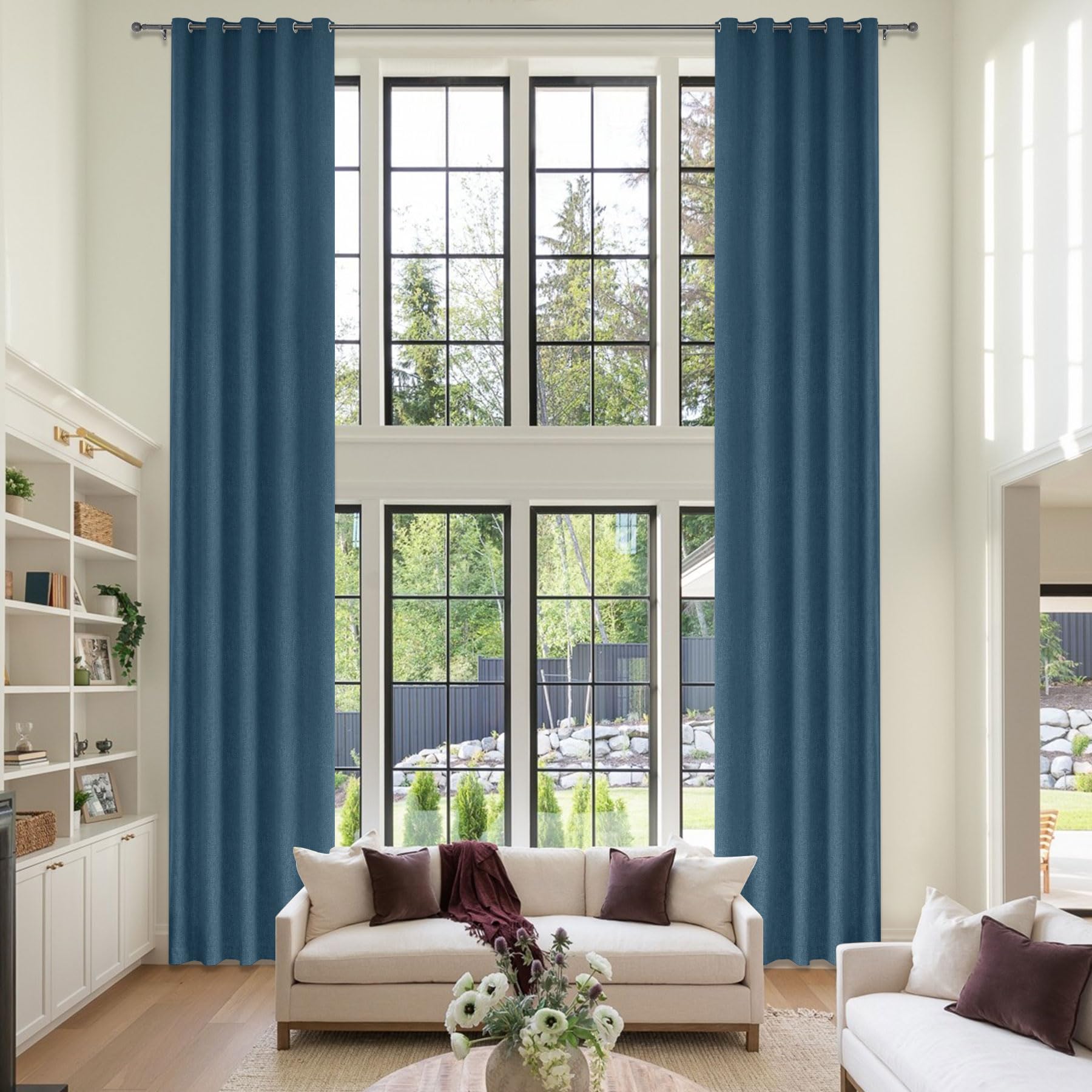 Extra Long Linen Blackout Curtains Set