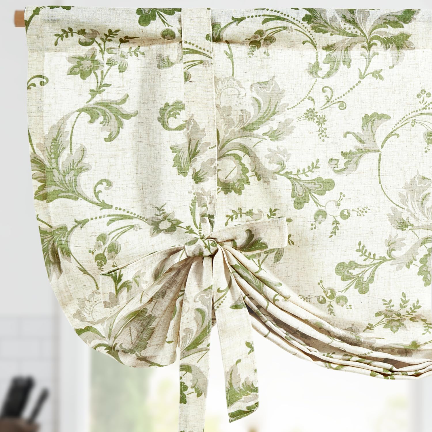 Damask Paisley Tie-Up Curtain Panel